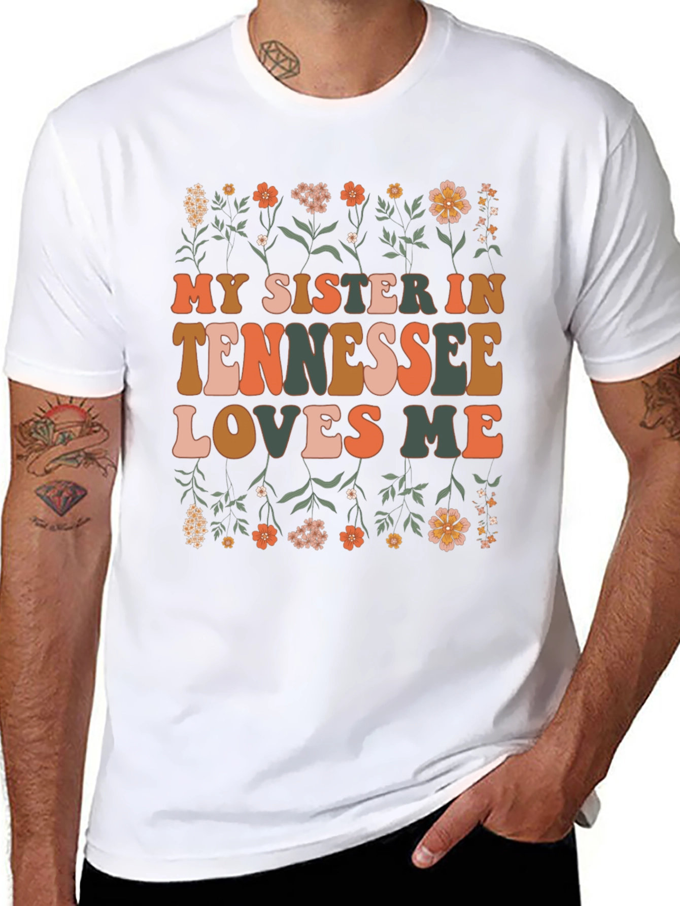 My Sister in Tennessee Loves Me Black Graphic Tee