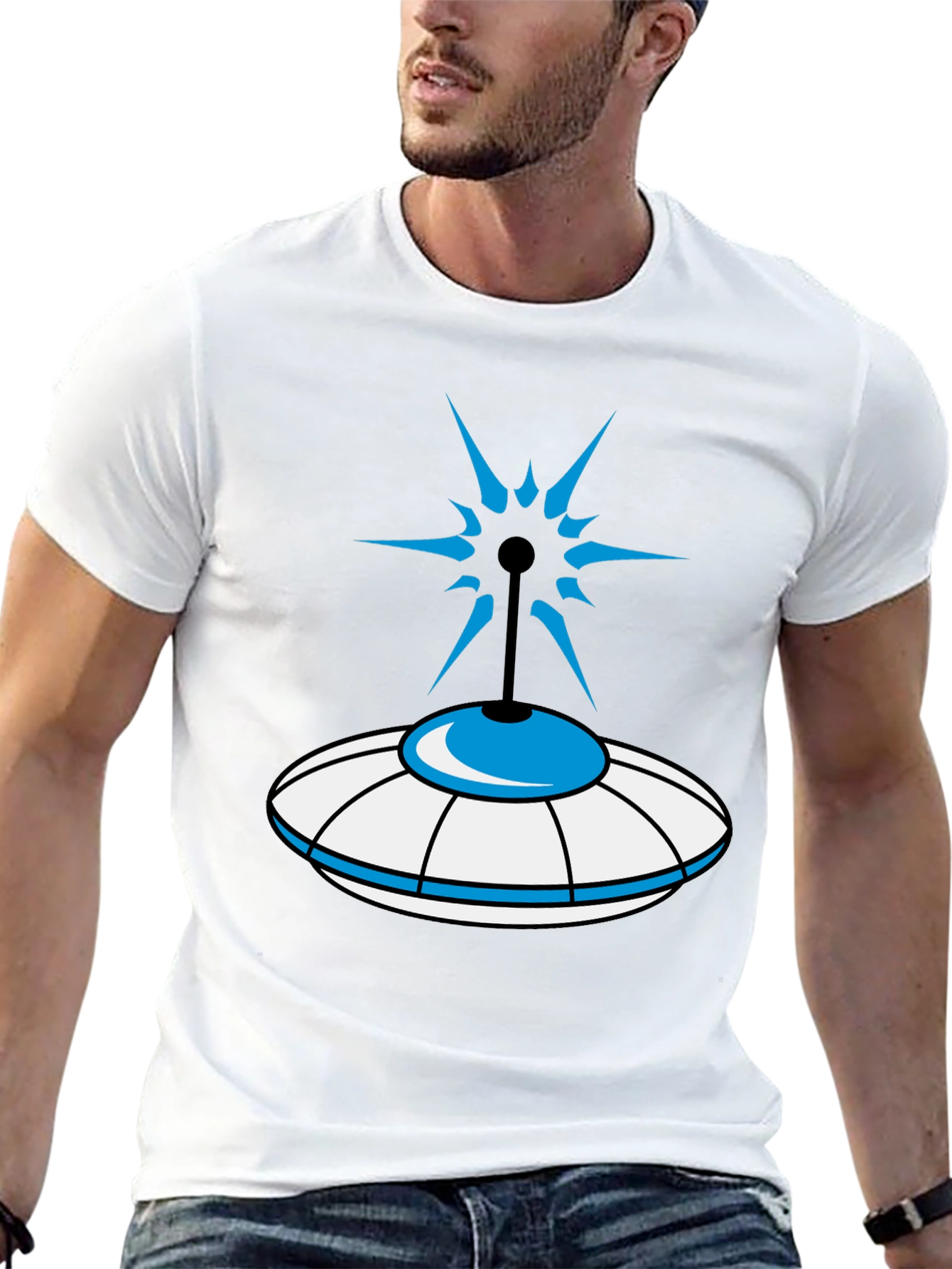 UFO Graphic Tee - Sci-Fi Style Black T-Shirt