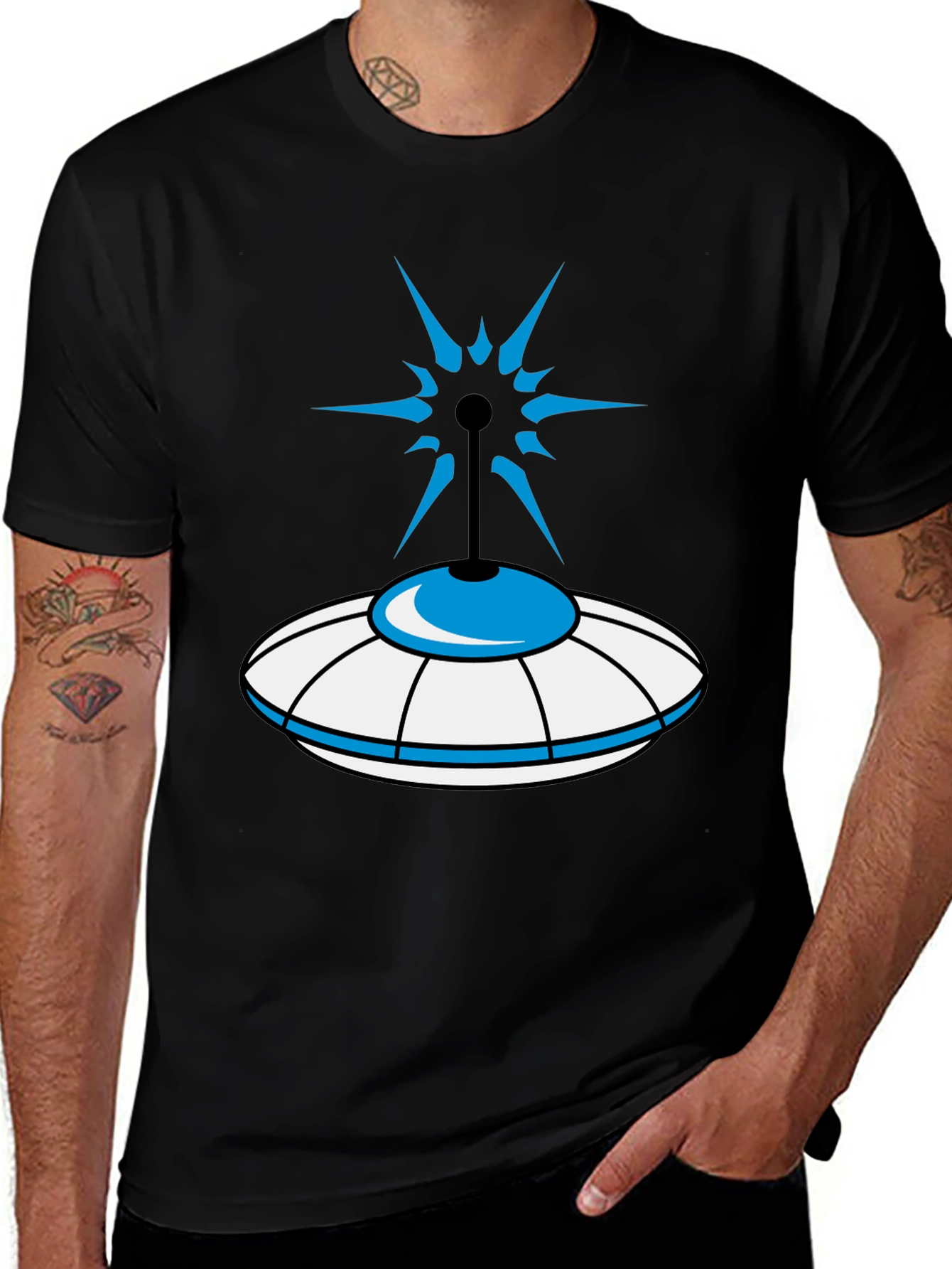 UFO Graphic Tee - Sci-Fi Style Black T-Shirt