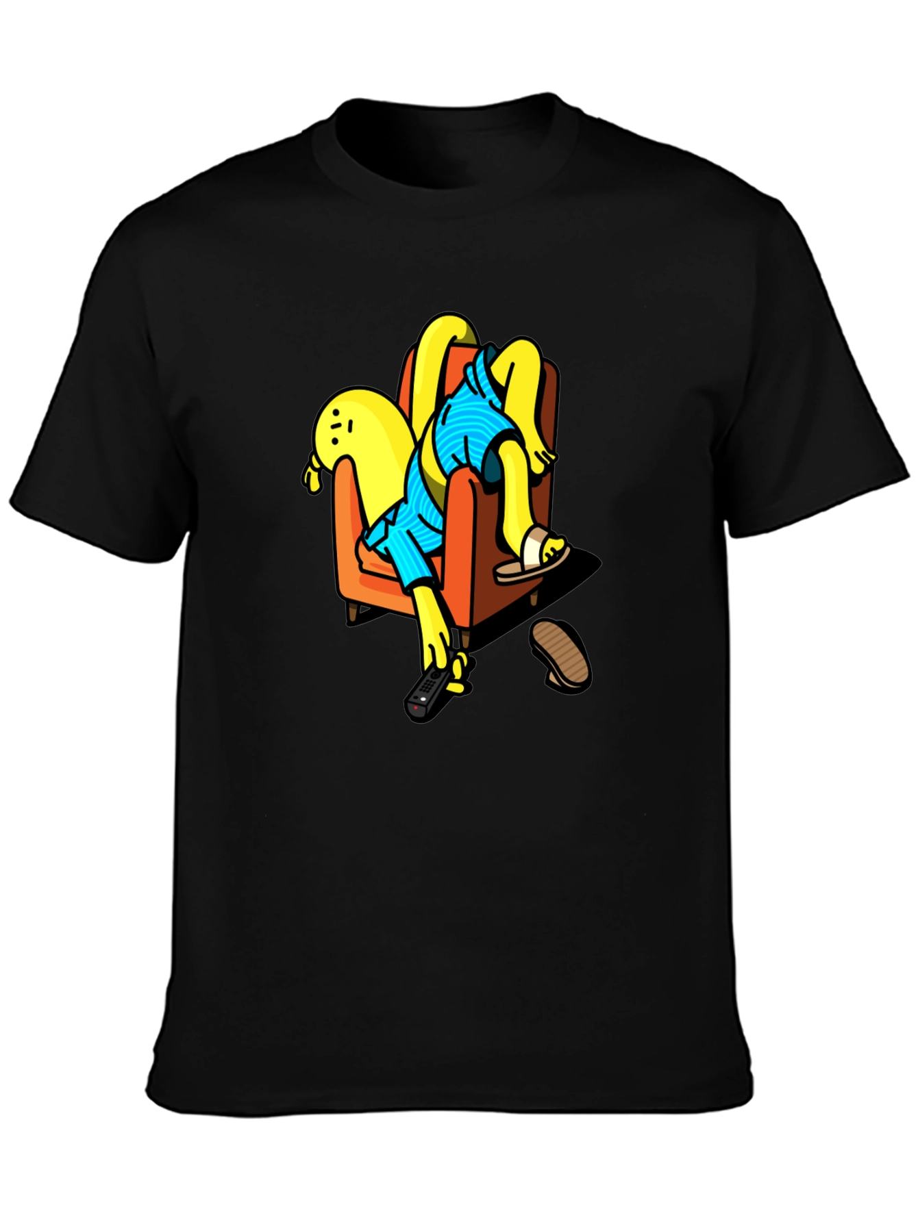 Funny Cartoon Character Relaxing Black T-Shirt