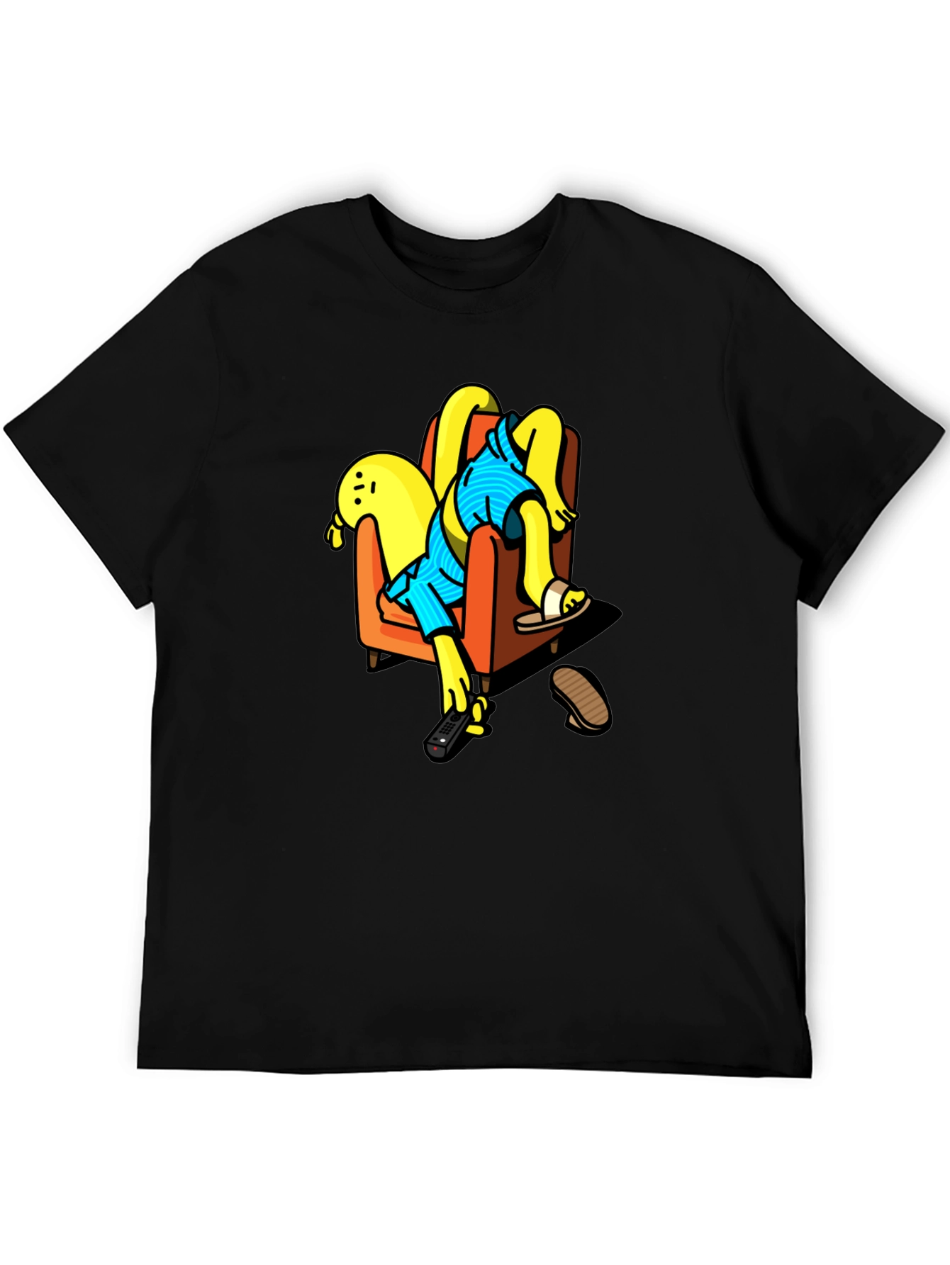 Funny Cartoon Character Relaxing Black T-Shirt