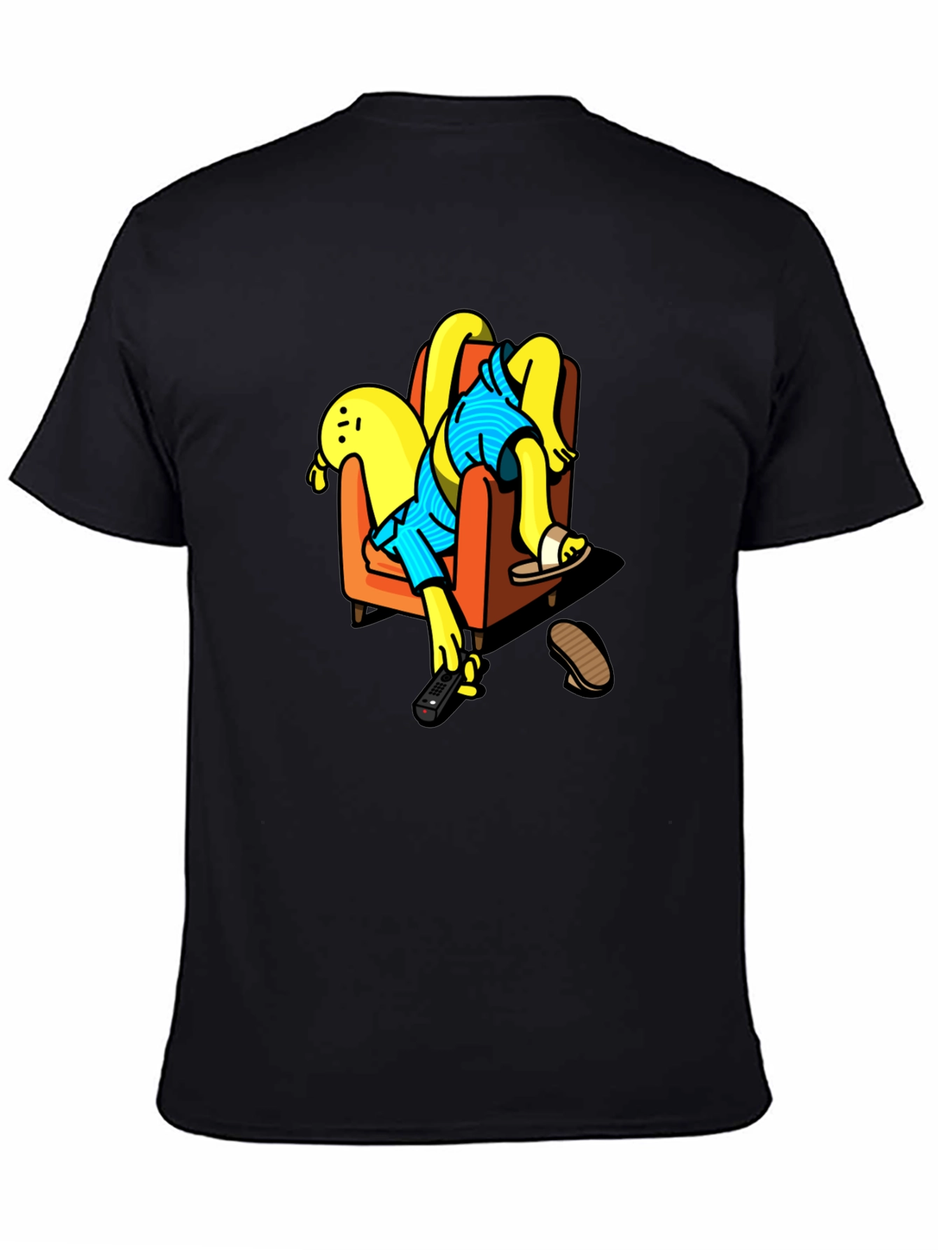 Funny Cartoon Character Relaxing Black T-Shirt