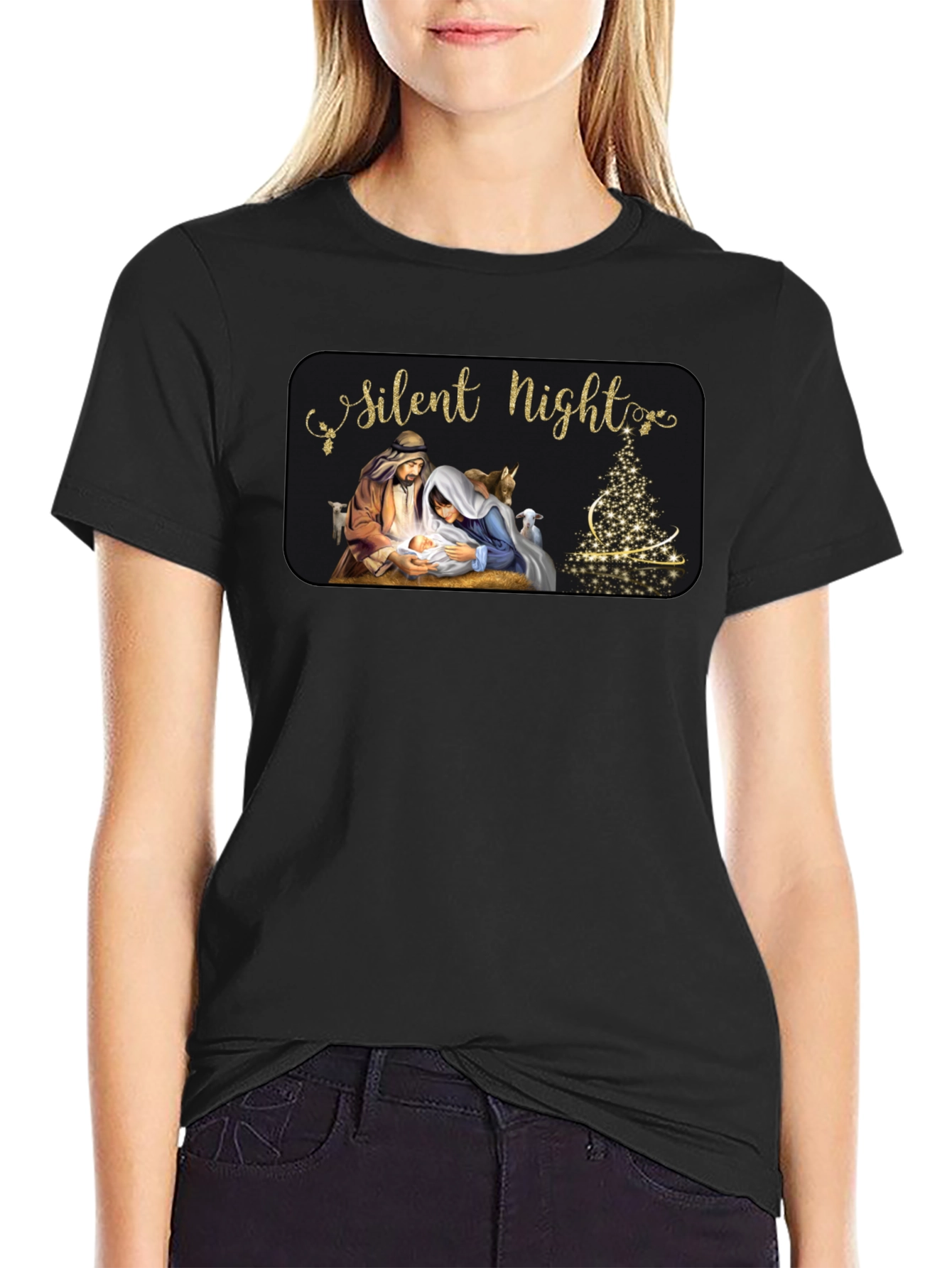 Silent Night Nativity Scene Christmas T-Shirt