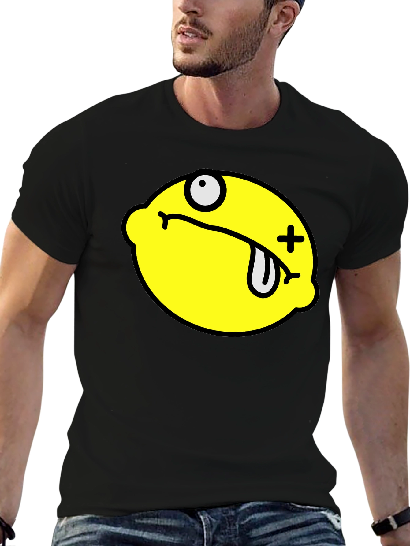 Funny Dead Lemon Graphic T-Shirt - Black