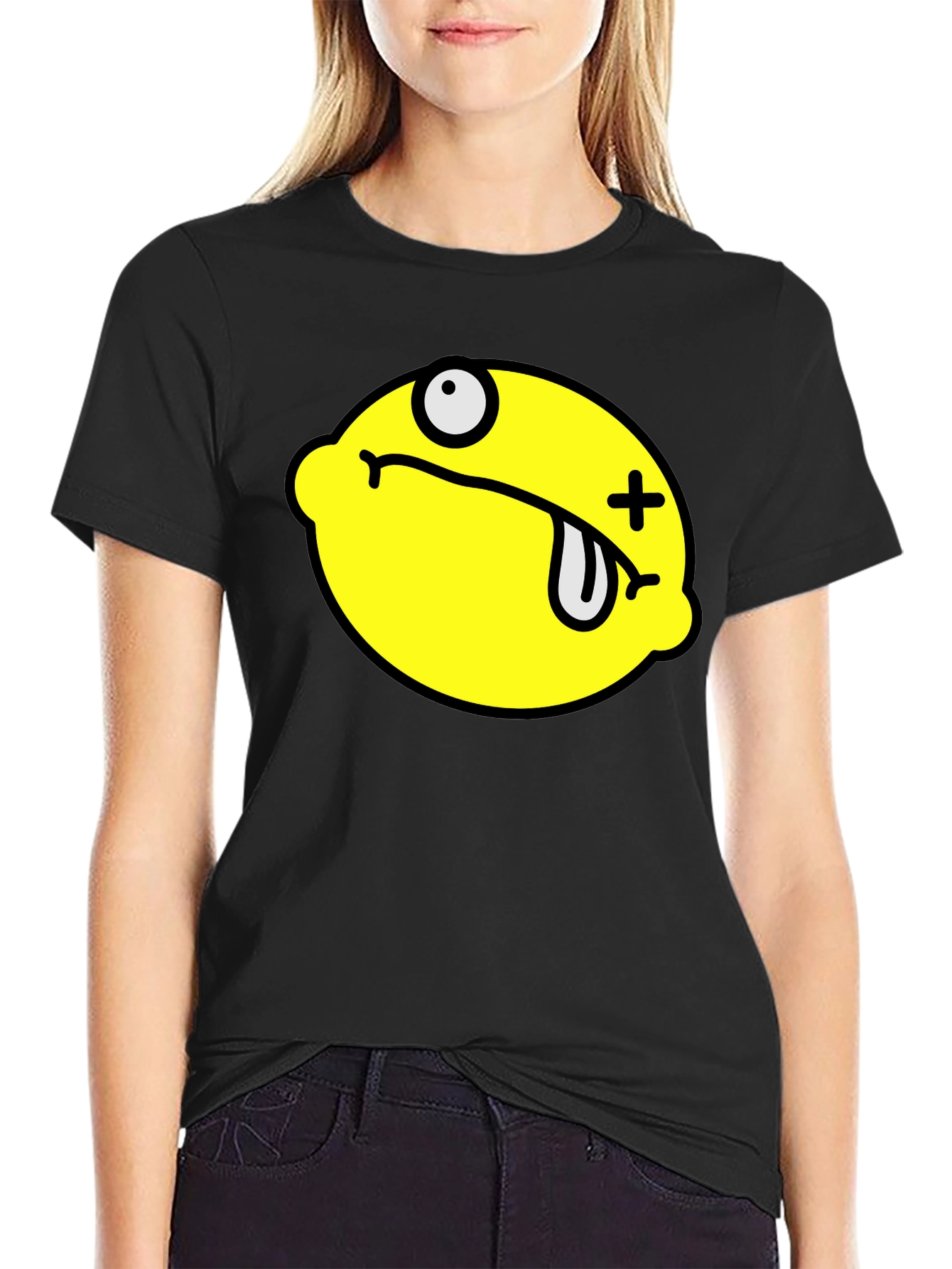 Funny Dead Lemon Graphic T-Shirt - Black