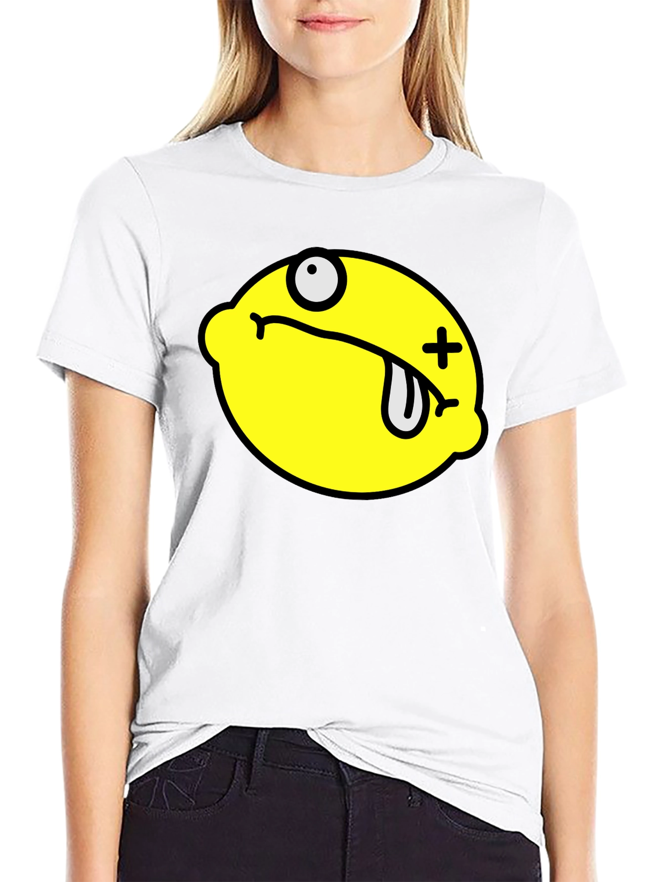 Funny Dead Lemon Graphic T-Shirt - Black