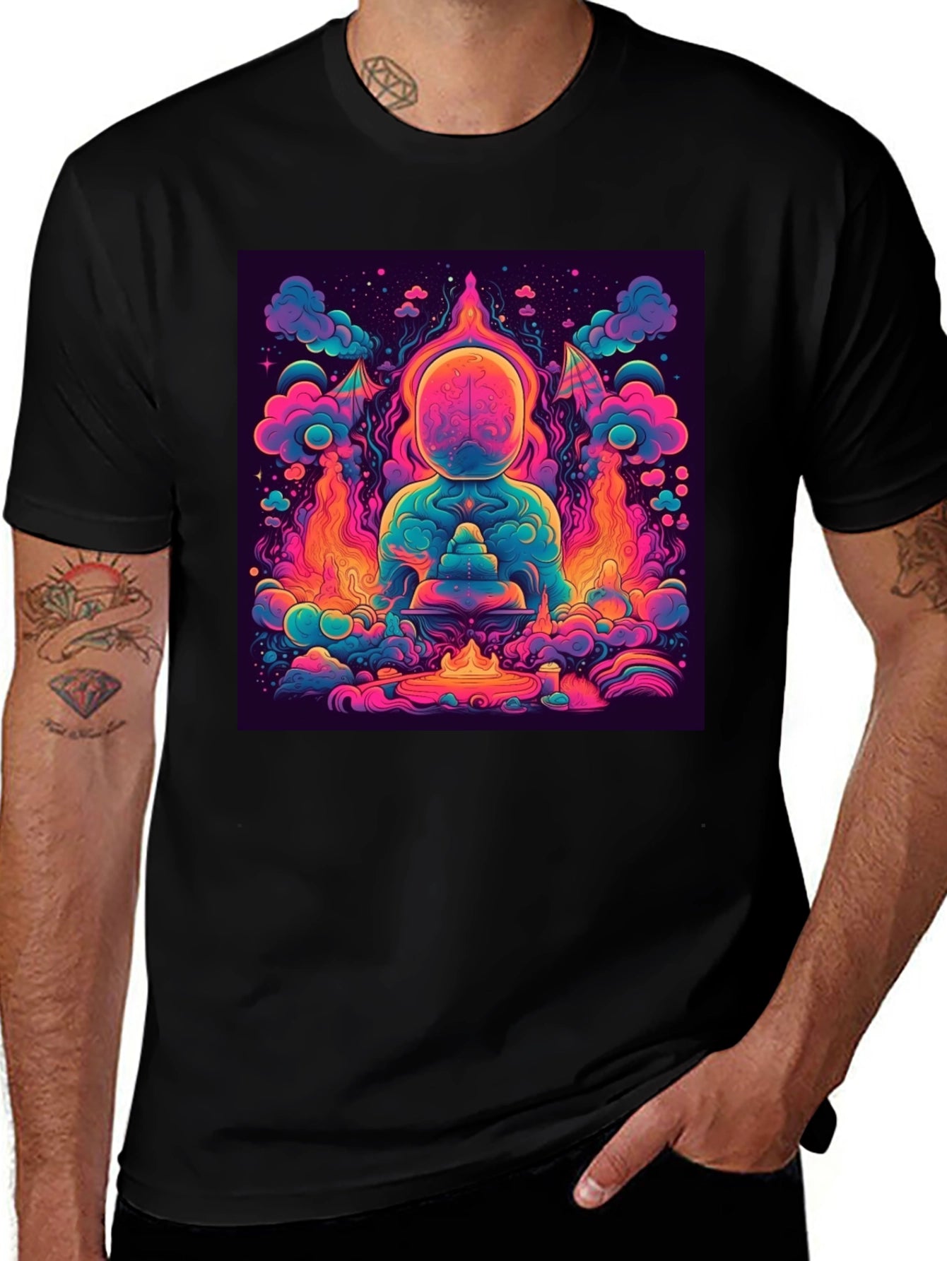Vibrant Psychedelic Meditation Graphic Tee