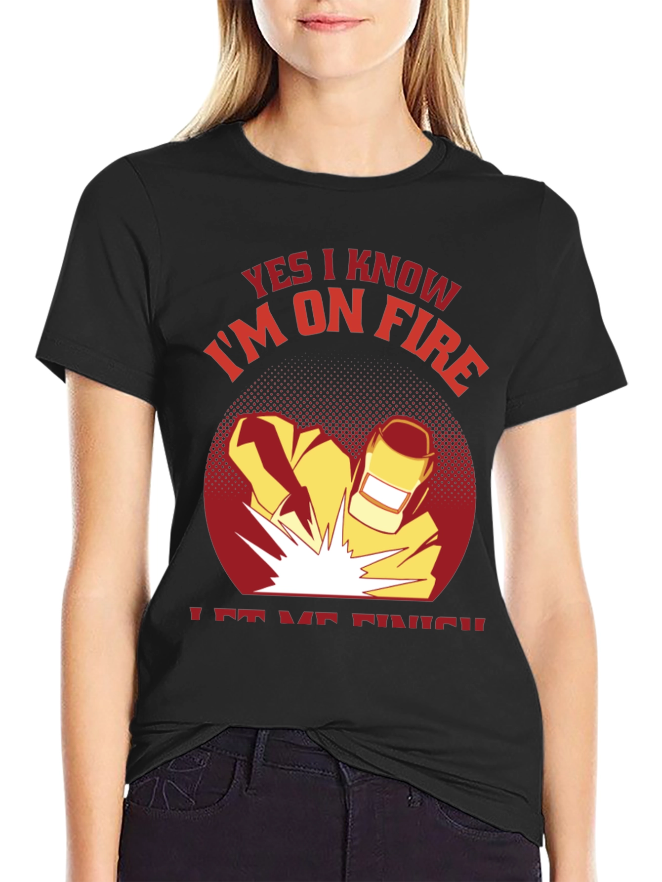 Welder On Fire Black T-Shirt