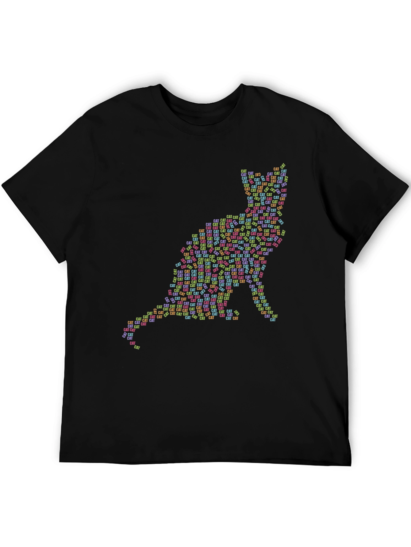 Cat Word Art T-Shirt - Black