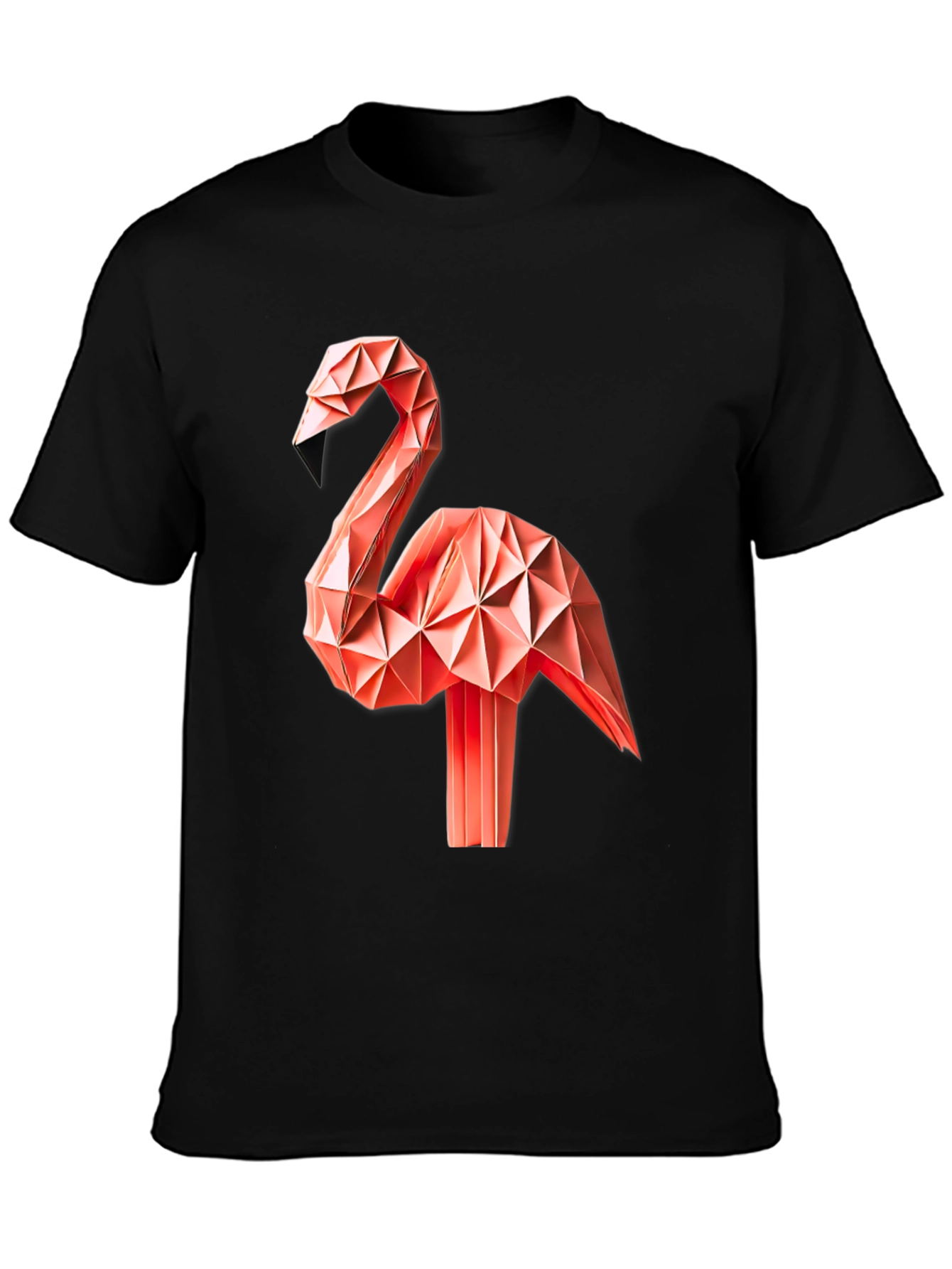 Geometric Origami Flamingo Graphic T-Shirt