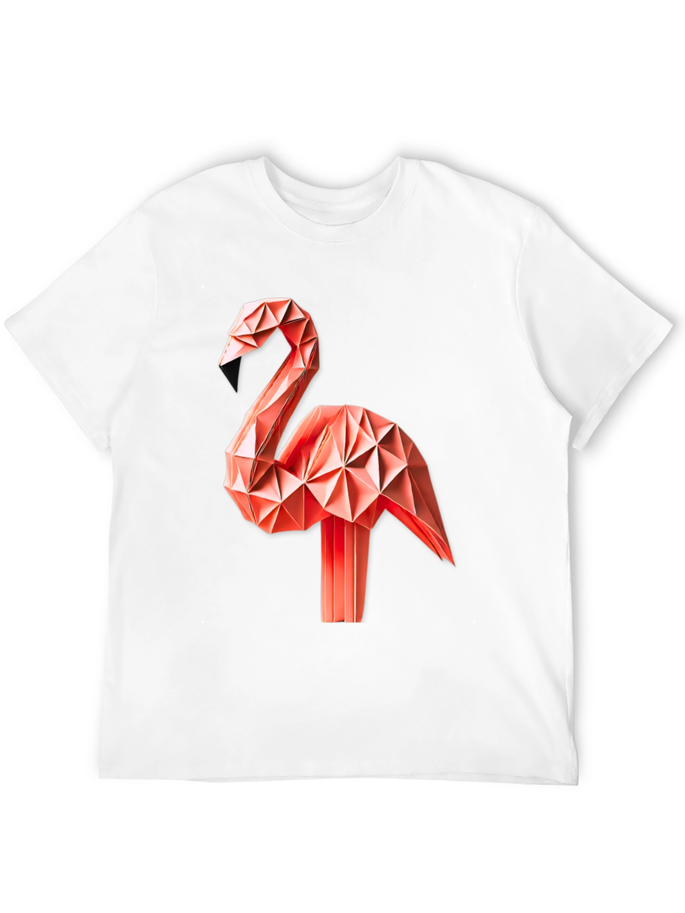 Geometric Origami Flamingo Graphic T-Shirt