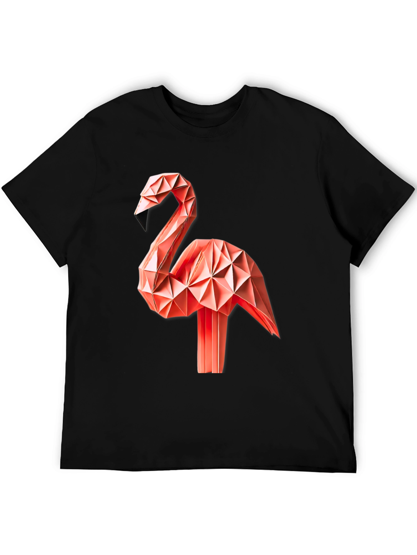 Geometric Origami Flamingo Graphic T-Shirt