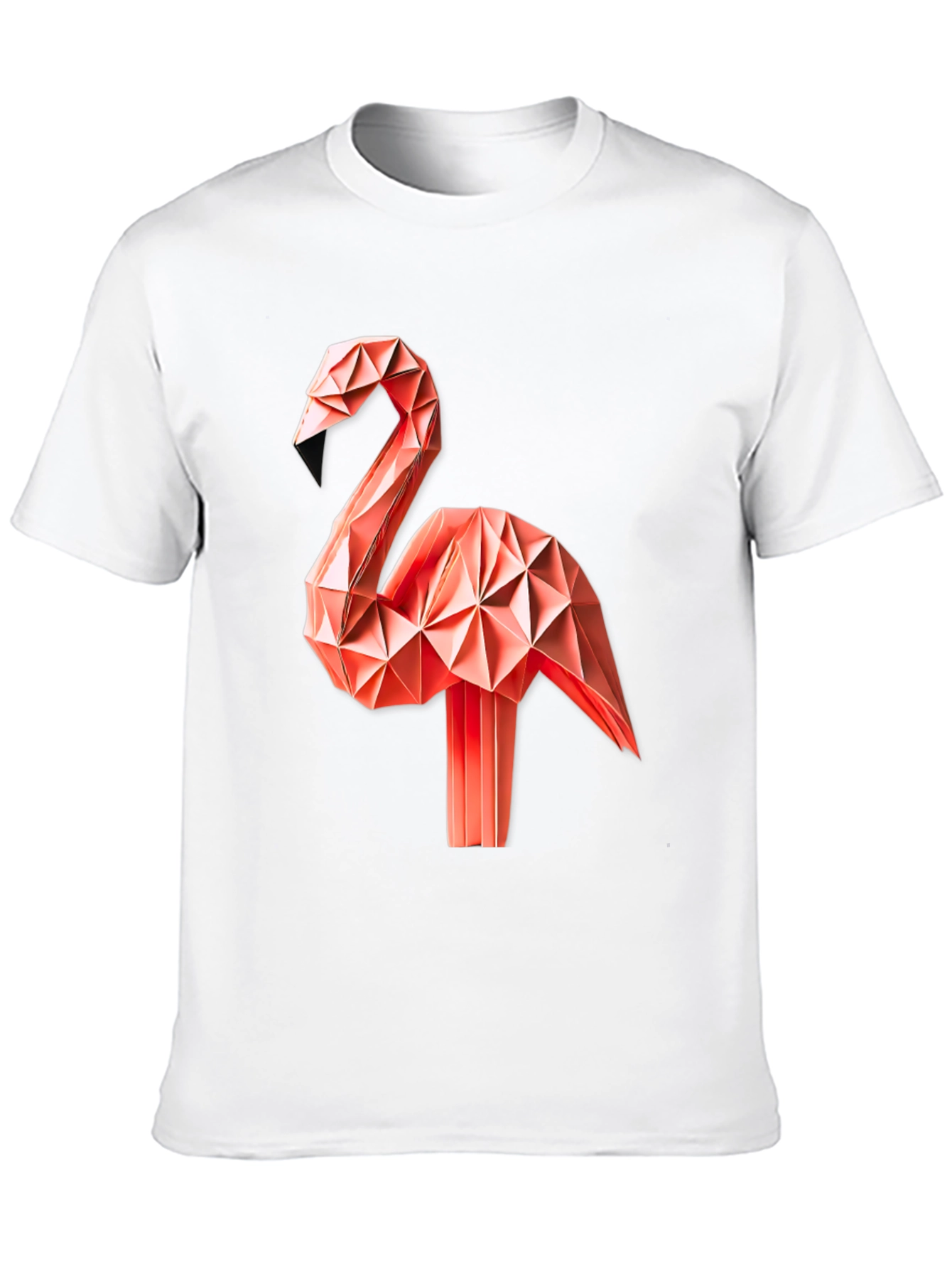Geometric Origami Flamingo Graphic T-Shirt