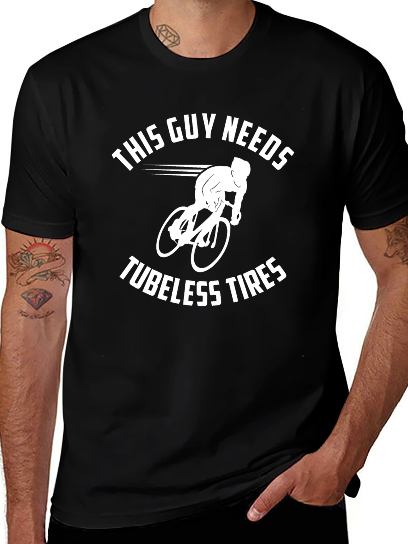 This Guy Needs Tubeless Tires Black T-Shirt