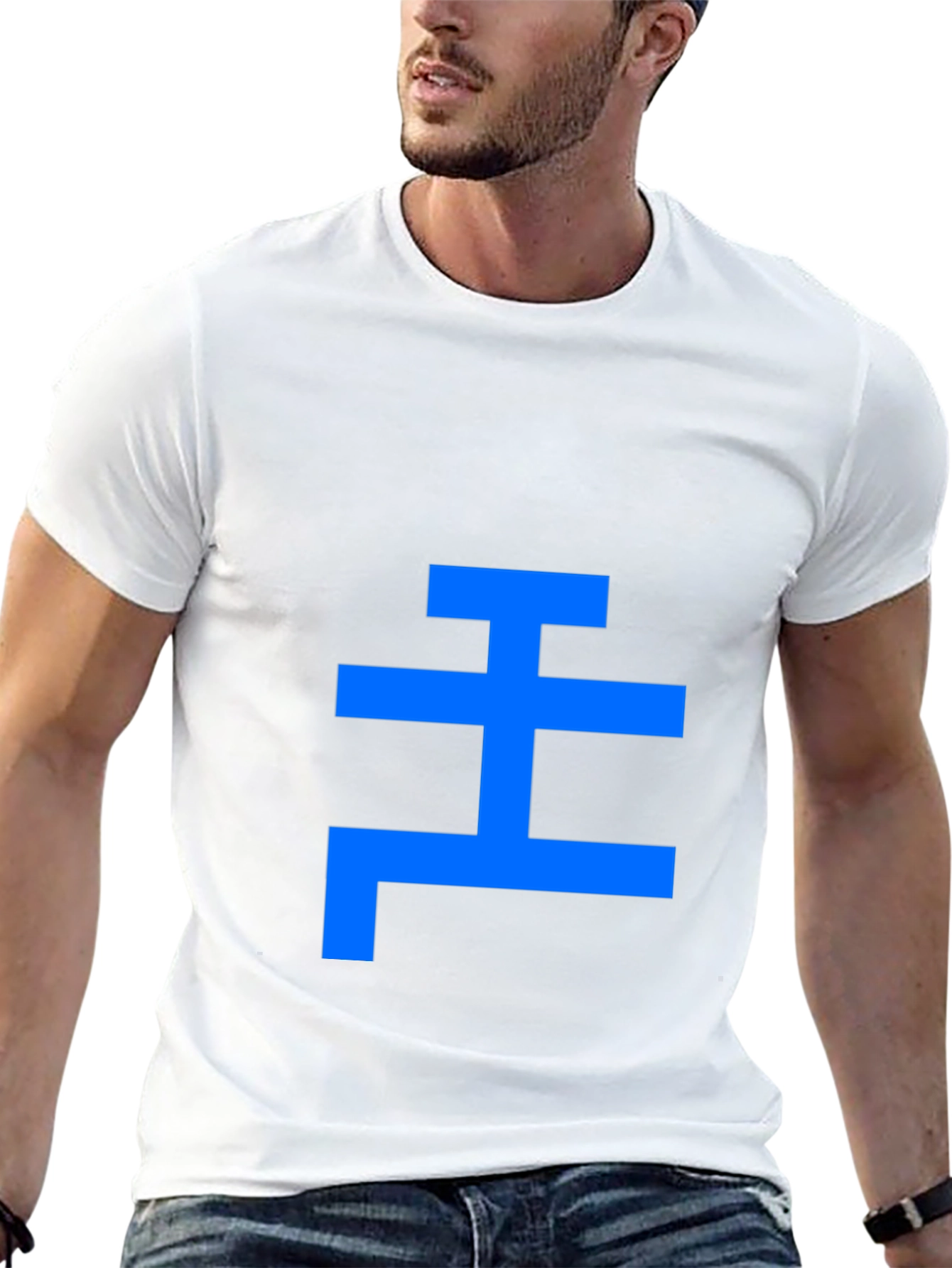 Geometric Blue Symbol Black T-Shirt