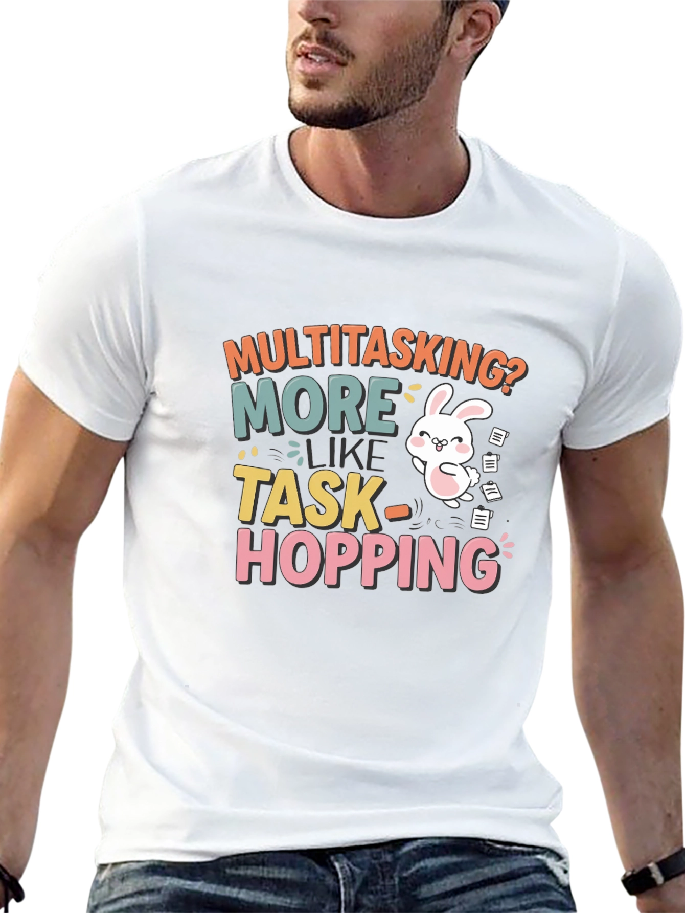 Funny Multitasking Bunny T-Shirt
