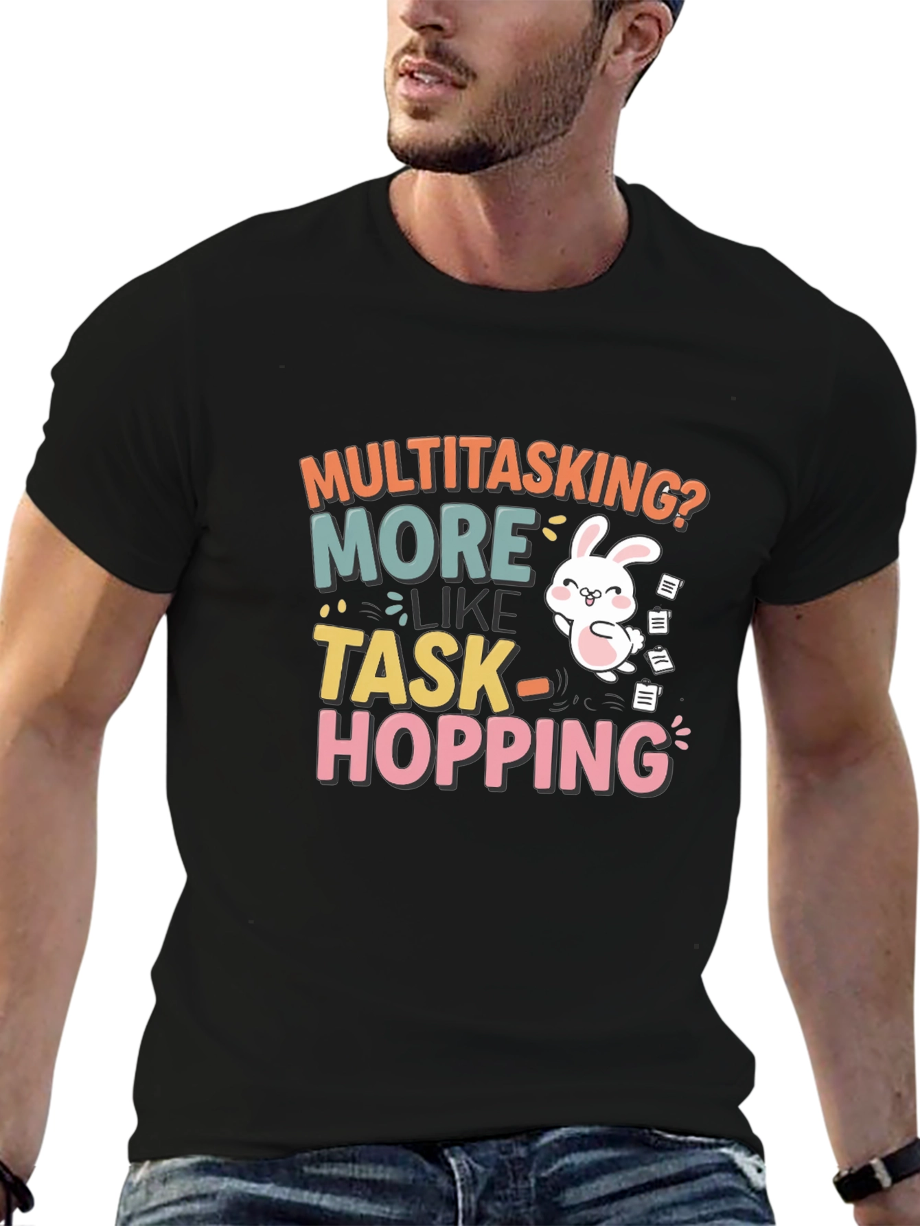 Funny Multitasking Bunny T-Shirt