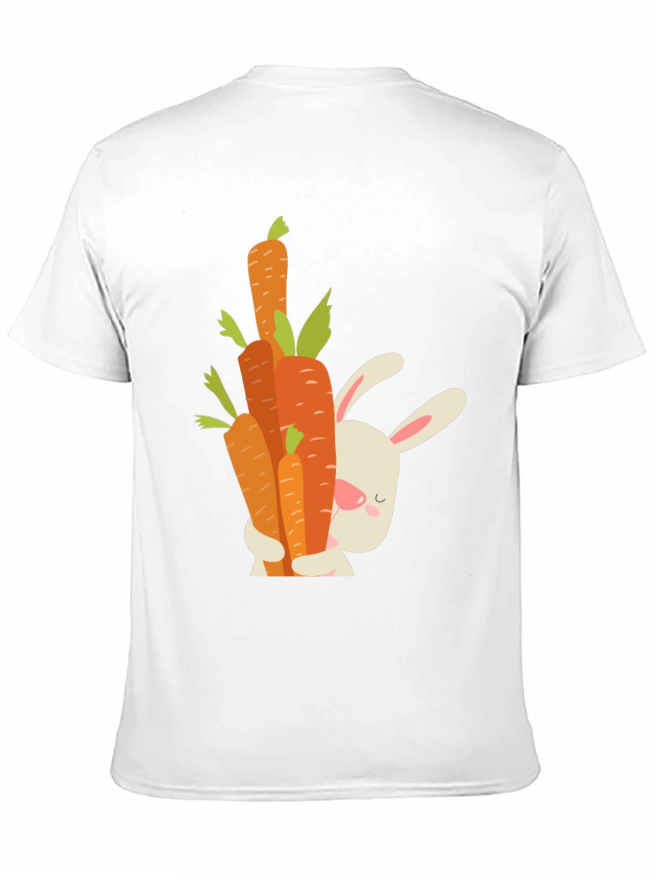 Cute Bunny Hugging Carrots Black T-Shirt