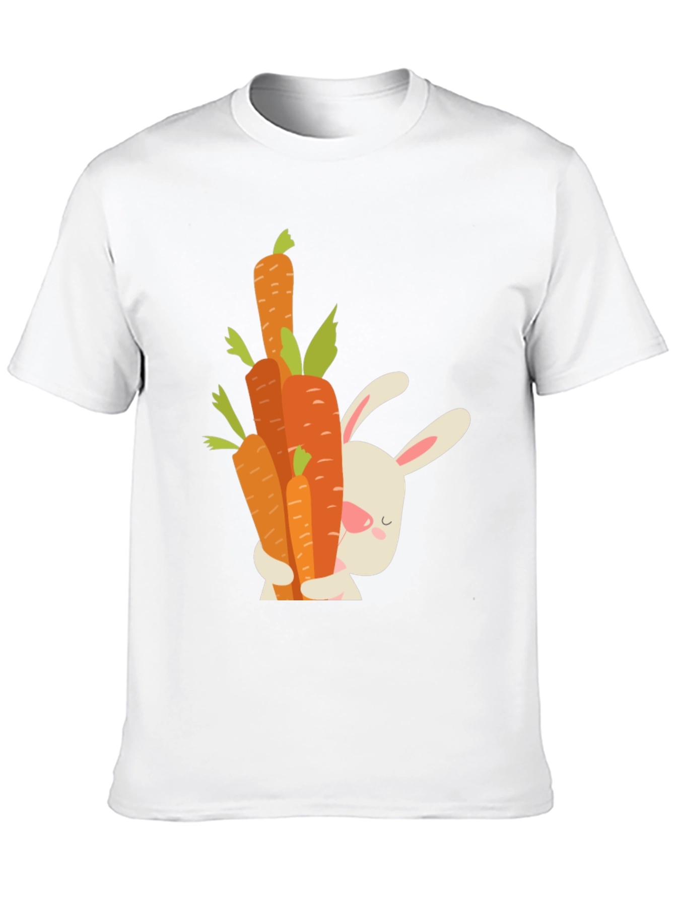 Cute Bunny Hugging Carrots Black T-Shirt