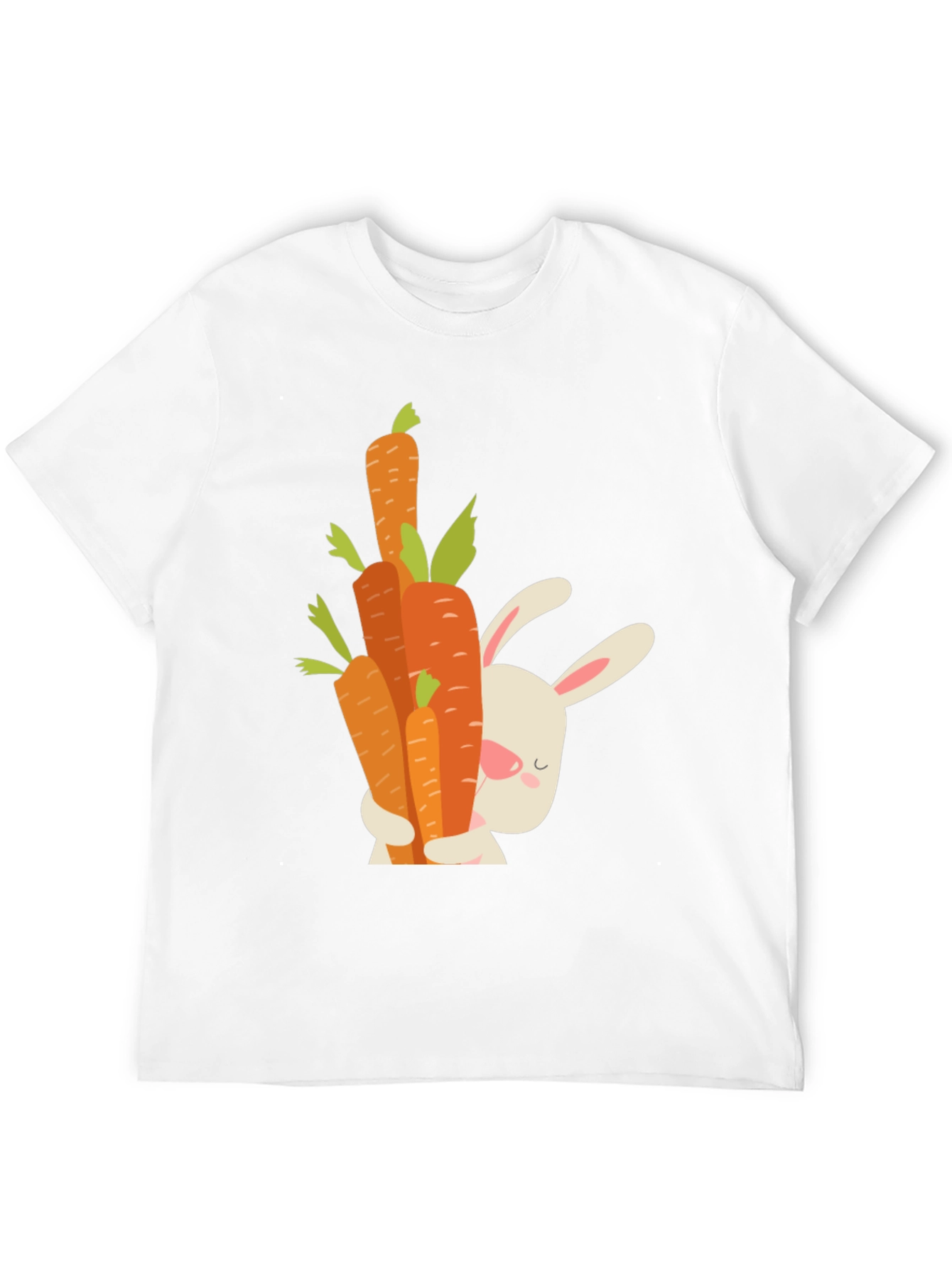 Cute Bunny Hugging Carrots Black T-Shirt