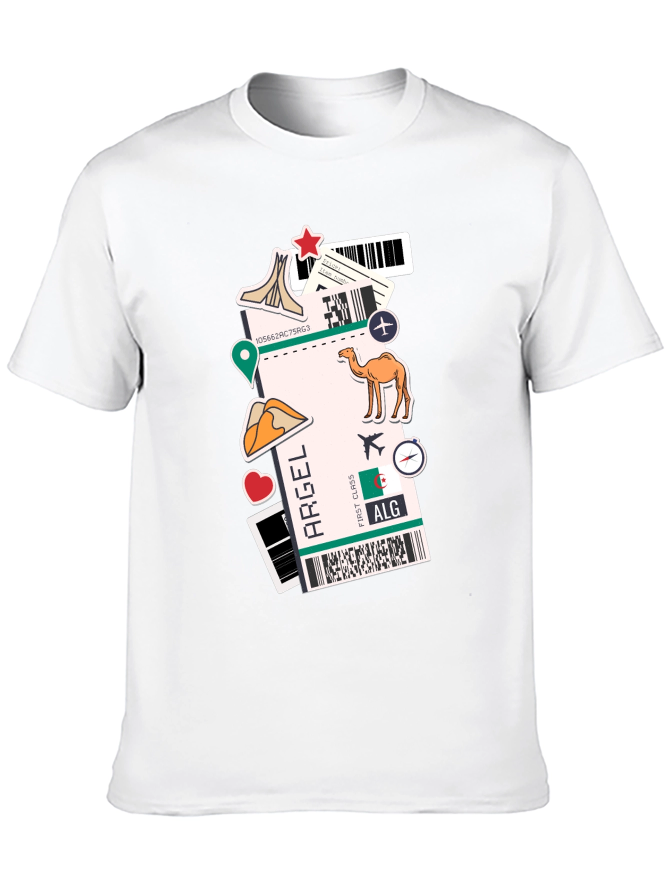 Algeria Travel Ticket Black T-Shirt