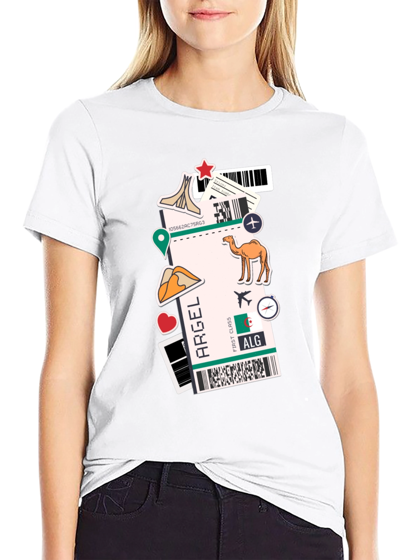 Algeria Travel Ticket Black T-Shirt