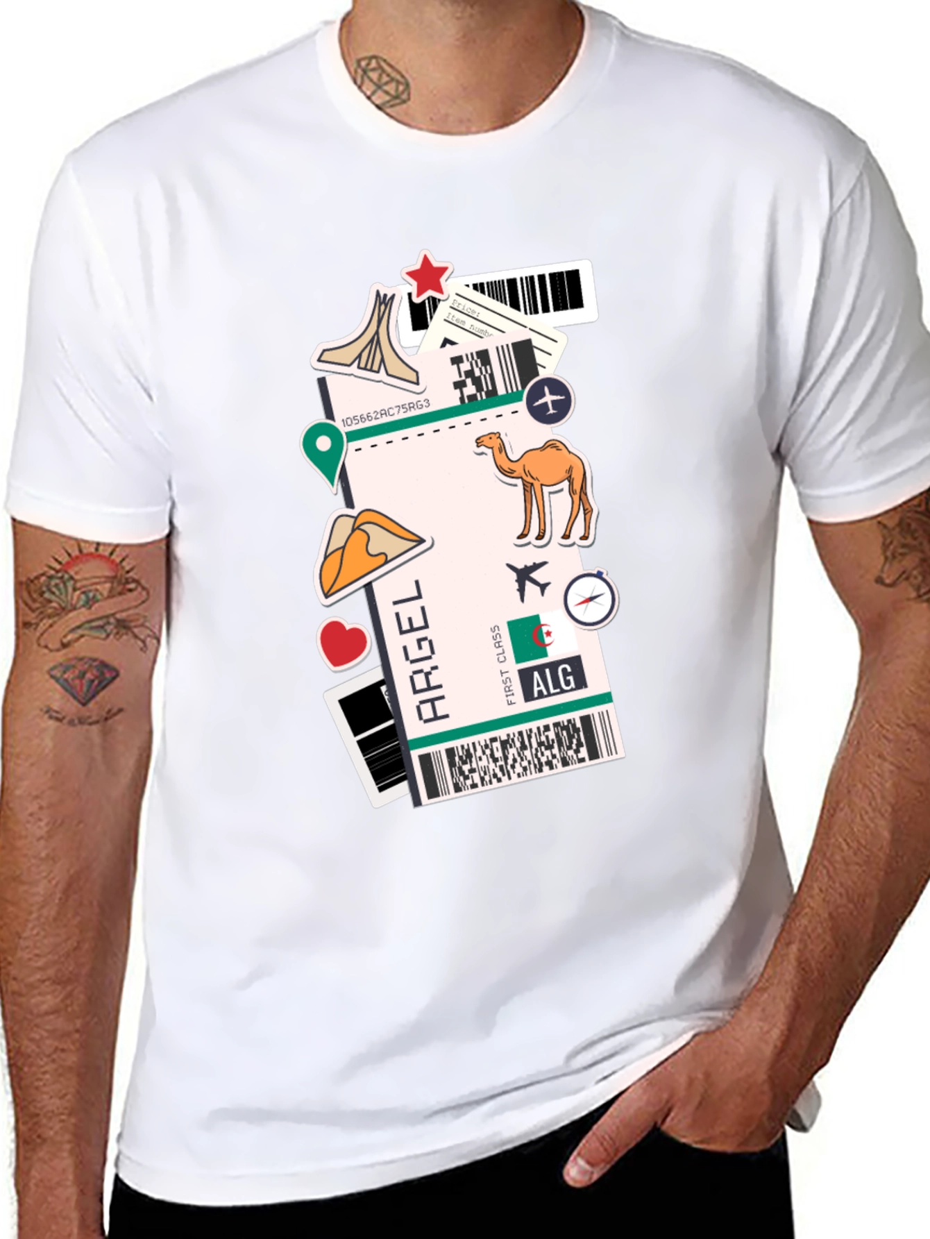 Algeria Travel Ticket Black T-Shirt