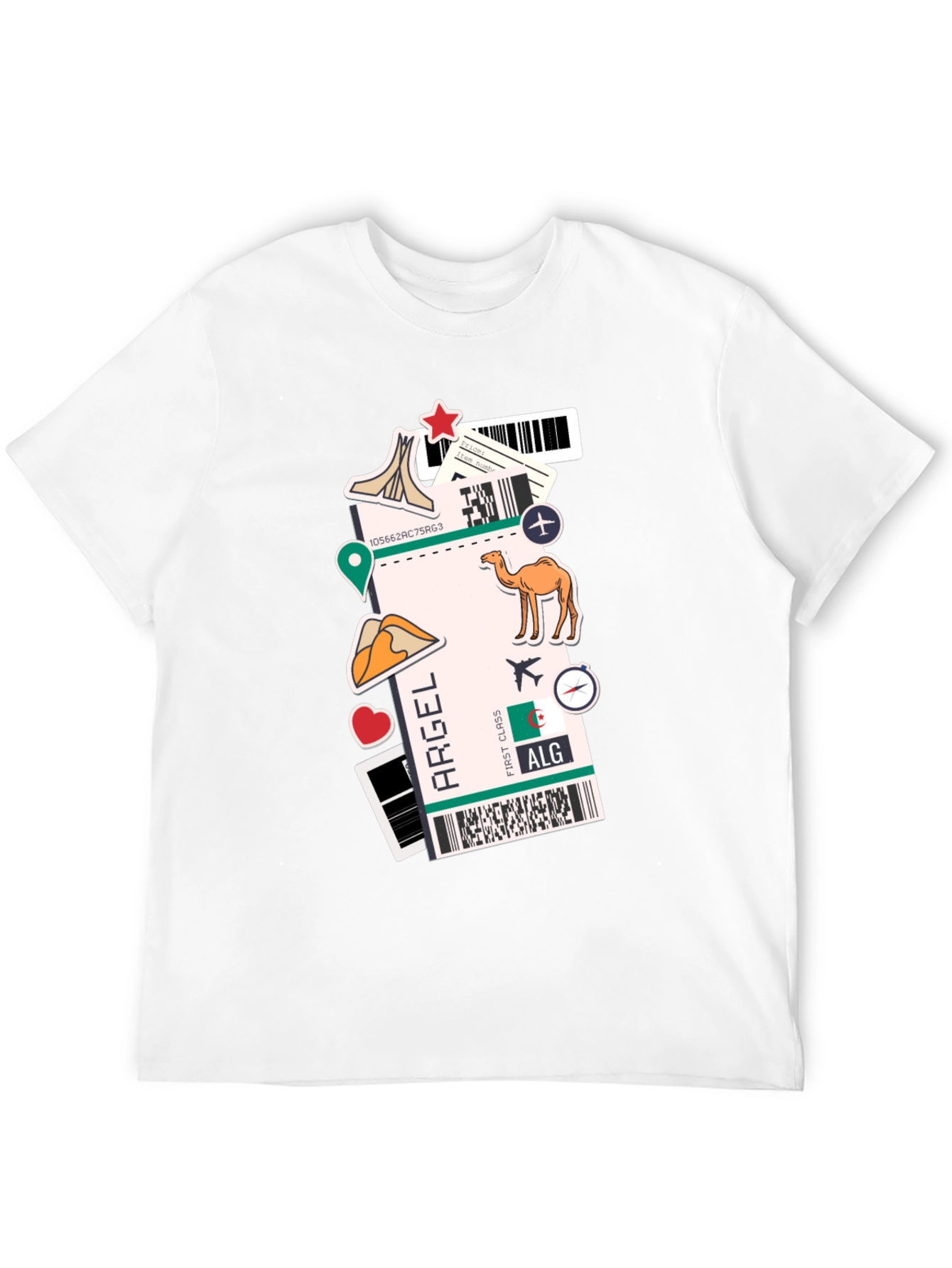 Algeria Travel Ticket Black T-Shirt
