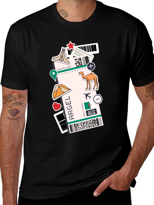 Algeria Travel Ticket Black T-Shirt