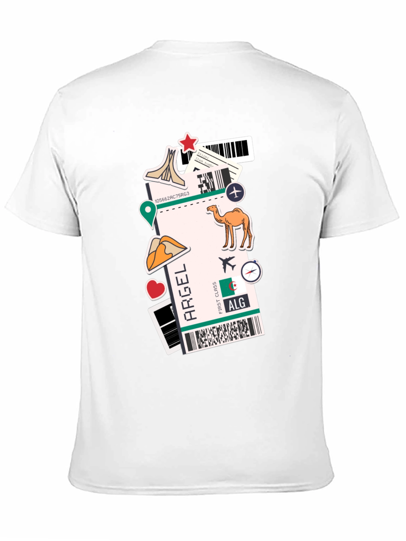Algeria Travel Ticket Black T-Shirt