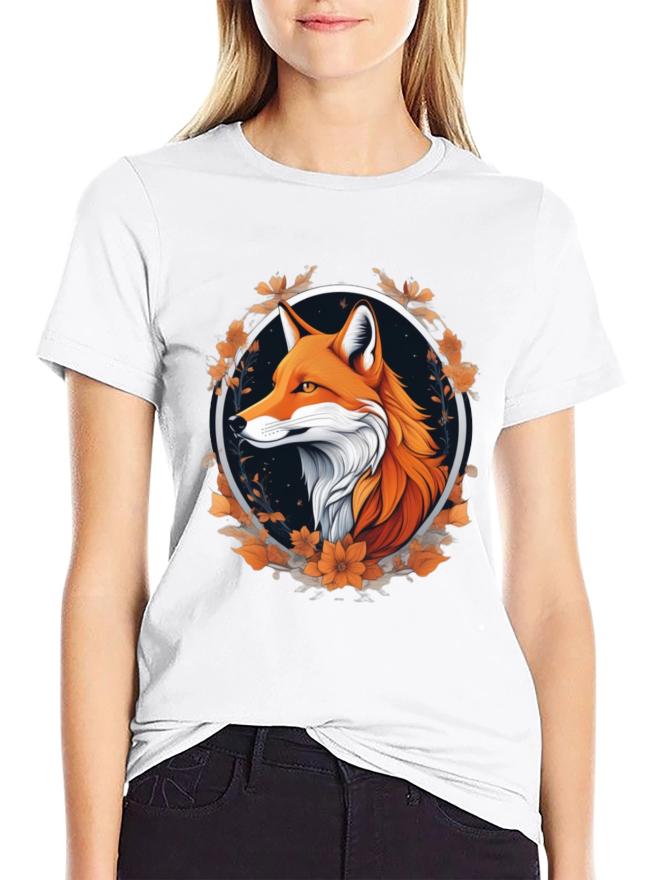 Fox in Floral Circle Graphic Tee