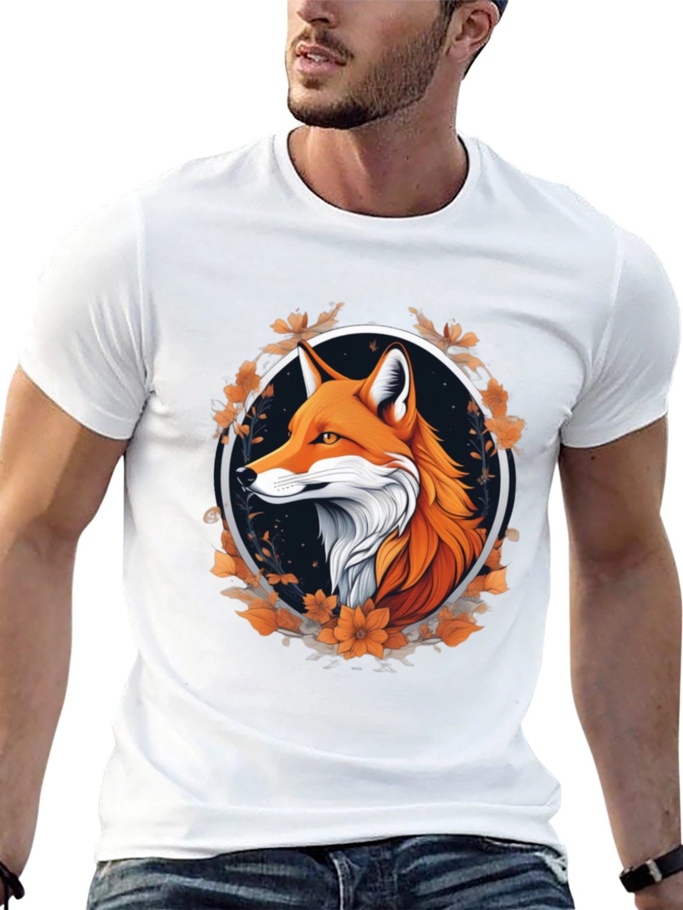 Fox in Floral Circle Graphic Tee