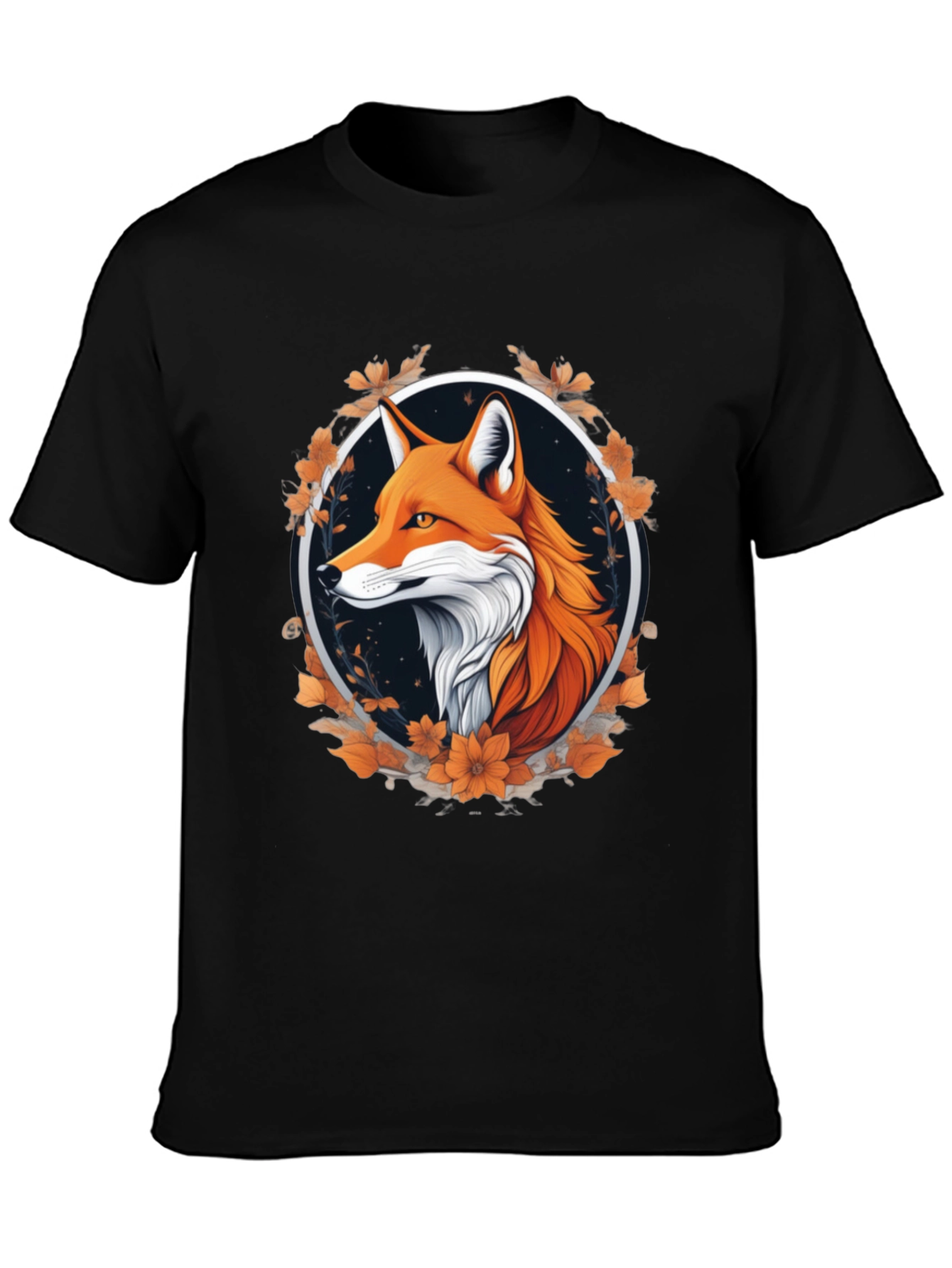 Fox in Floral Circle Graphic Tee