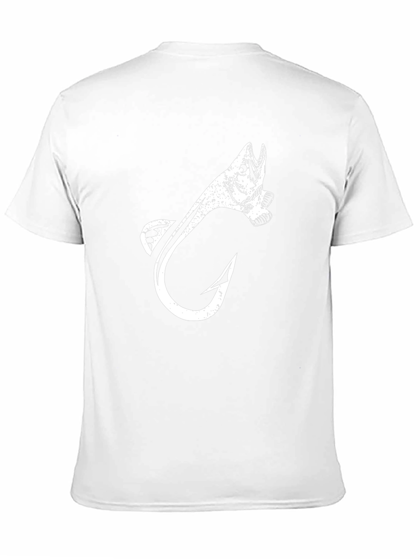 Fishing Hook Fish Graphic Tee - Black Cotton