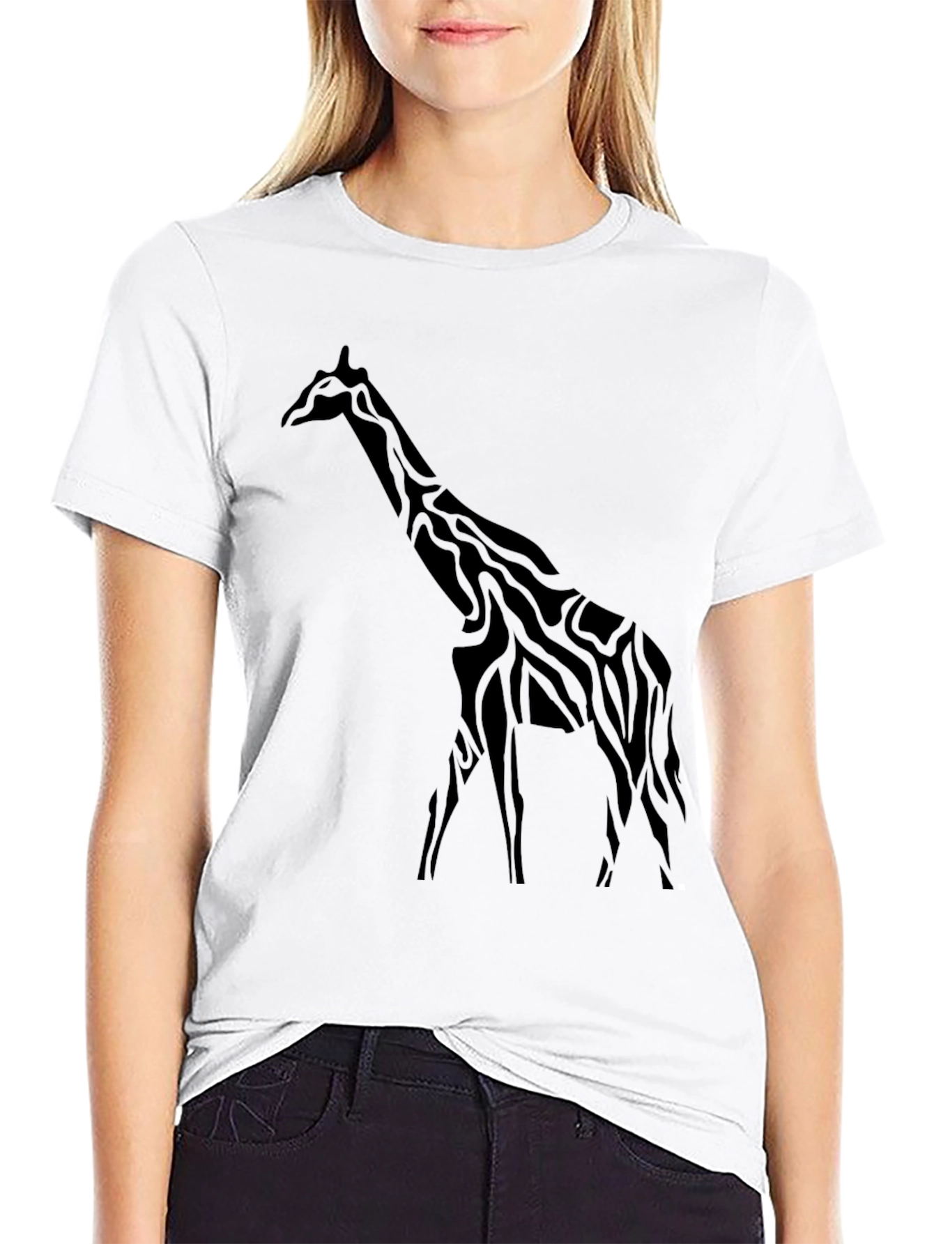 Mens Black Giraffe Graphic Tee