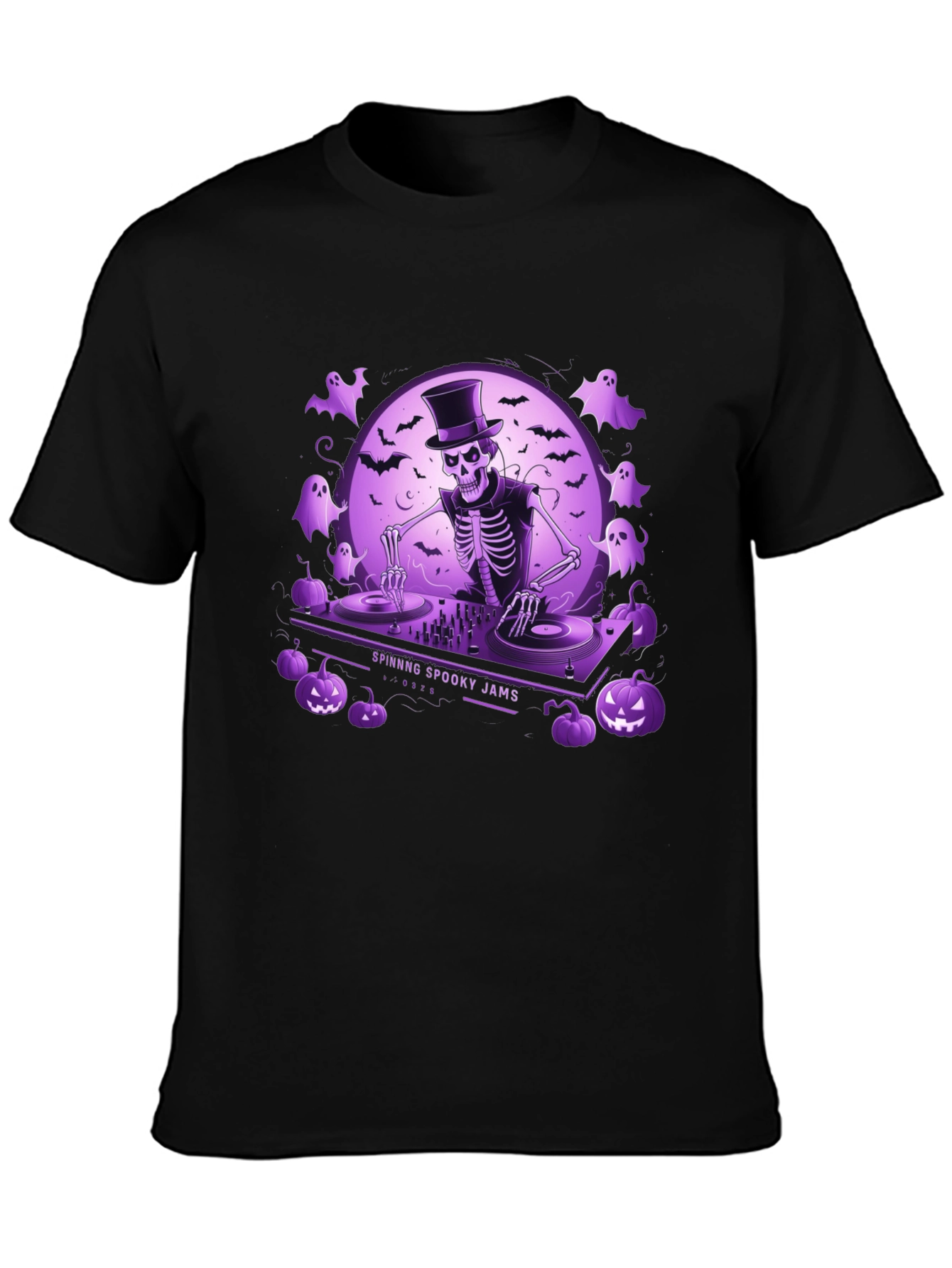 Spooky DJ Skeleton Graphic Tee