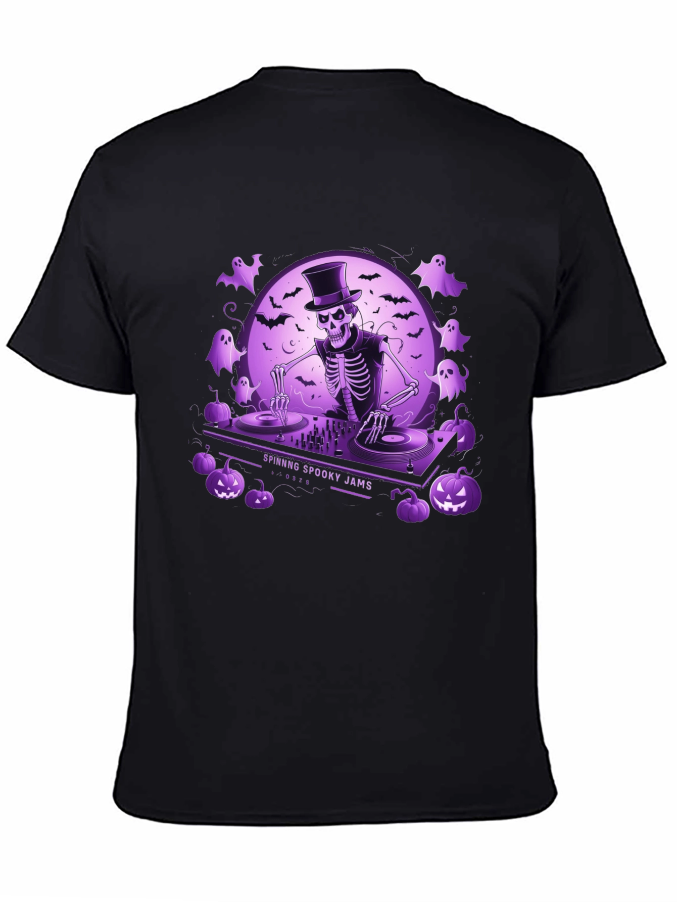 Spooky DJ Skeleton Graphic Tee