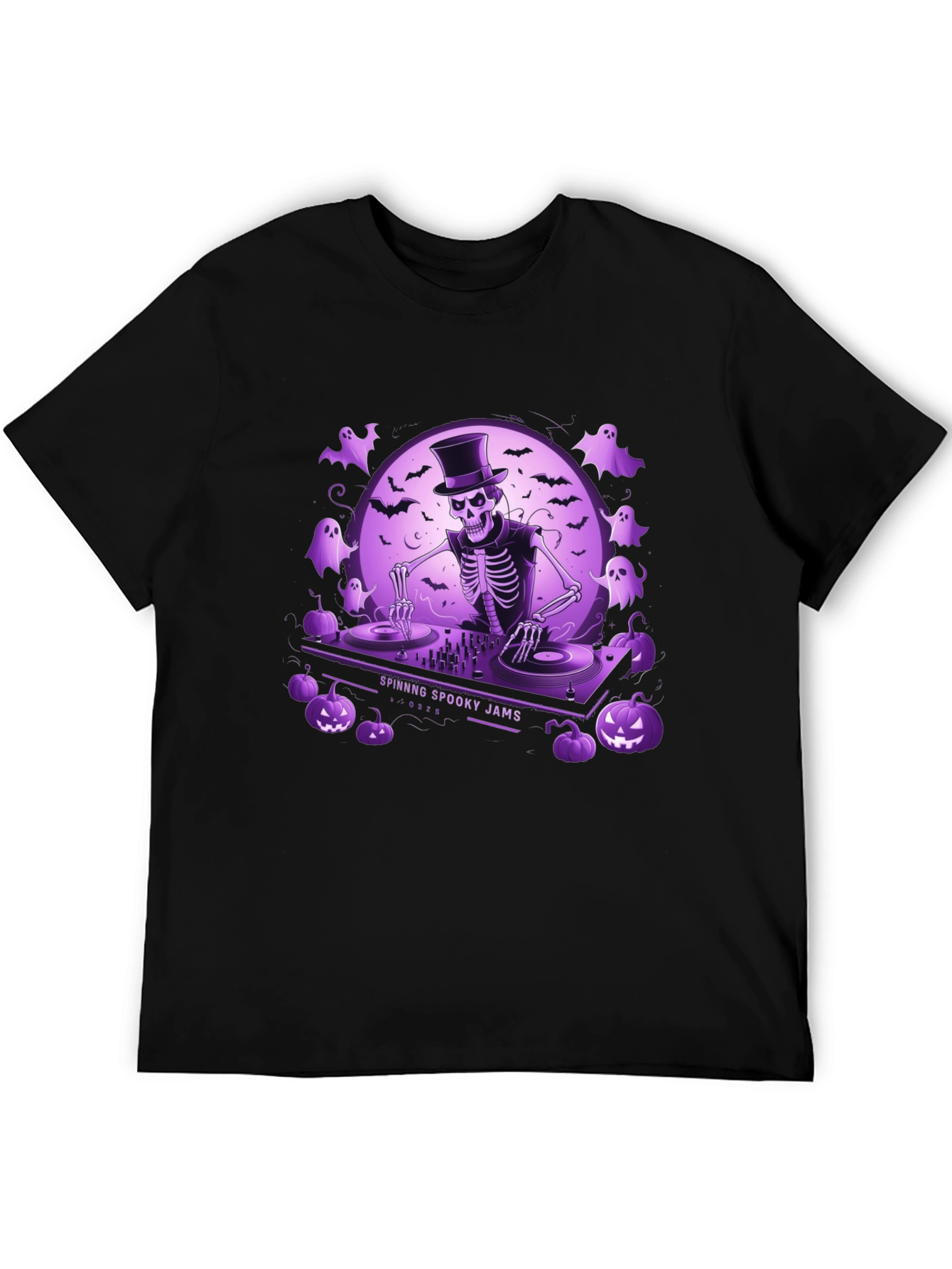 Spooky DJ Skeleton Graphic Tee