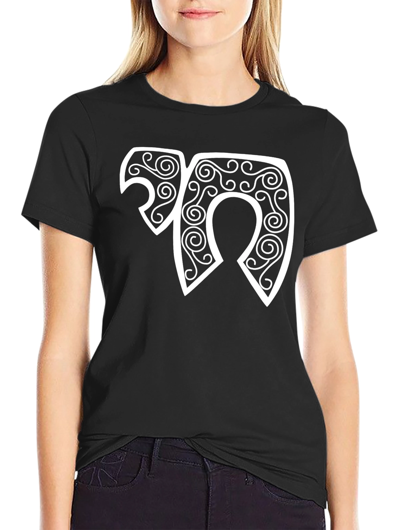 Unique Swirl Design Black T-Shirt