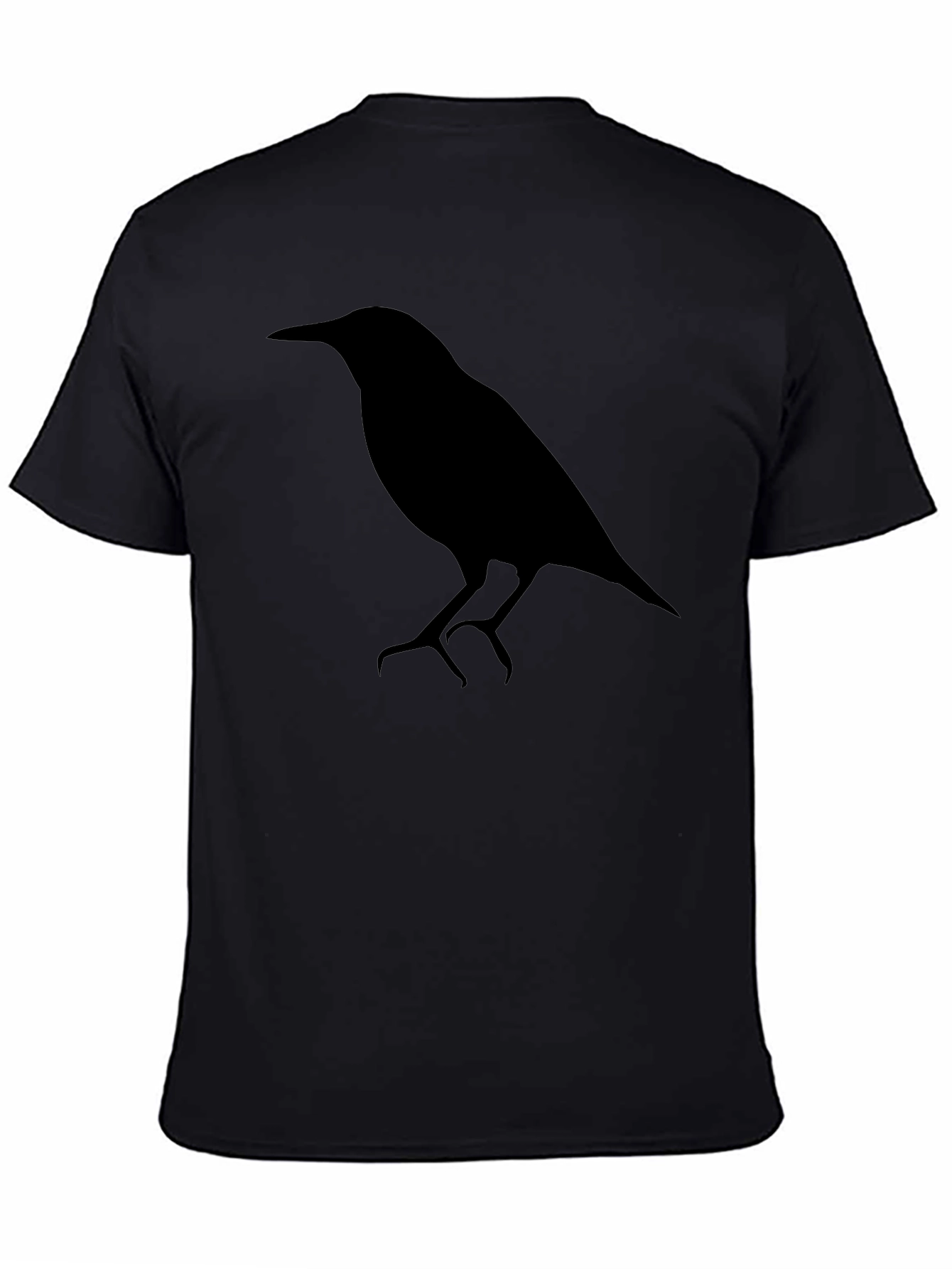 Mens Black T-Shirt with Bird Silhouette Graphic