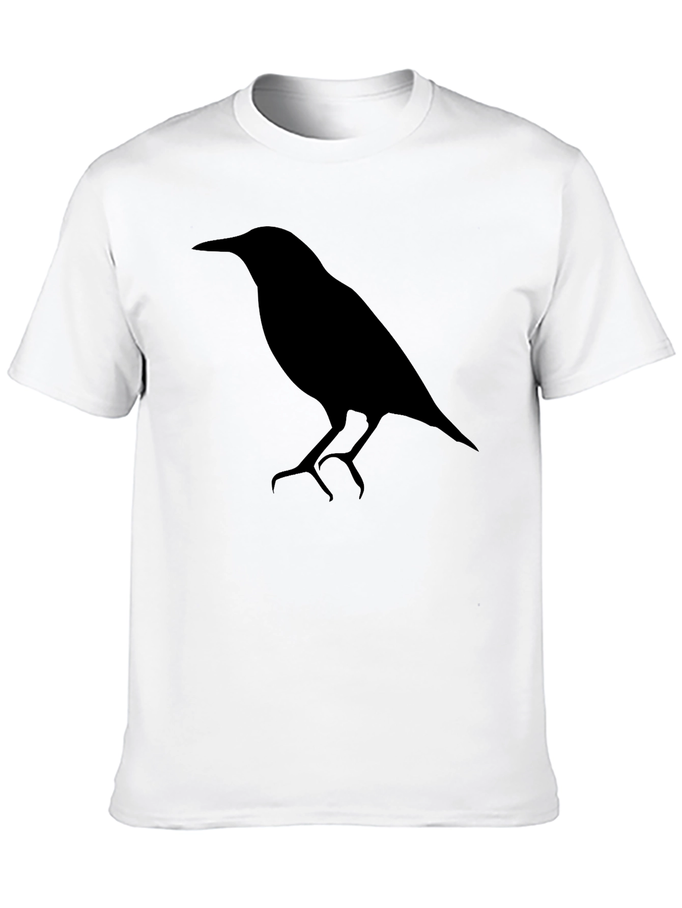 Mens Black T-Shirt with Bird Silhouette Graphic