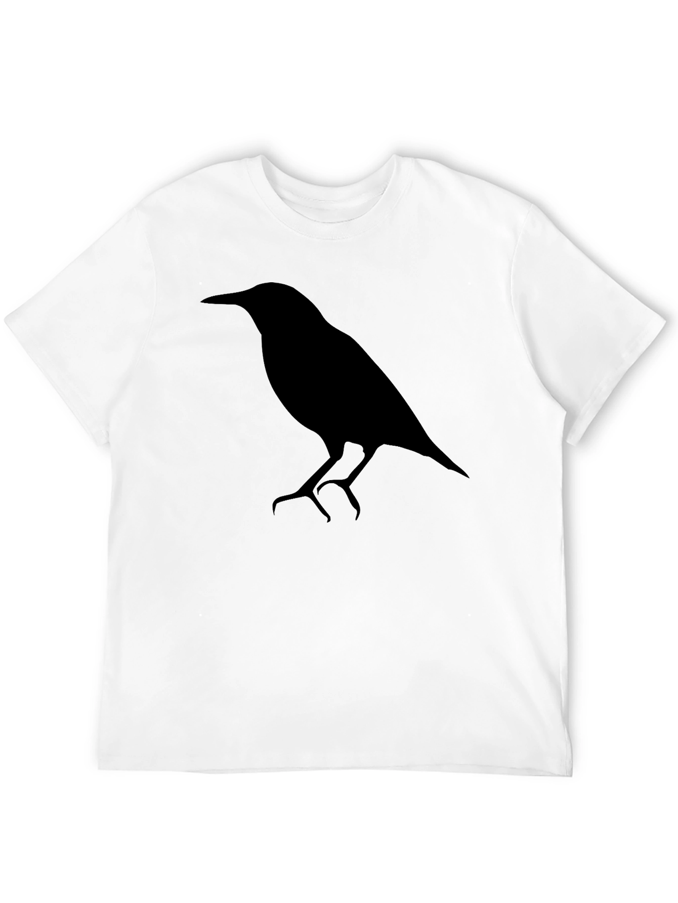Mens Black T-Shirt with Bird Silhouette Graphic