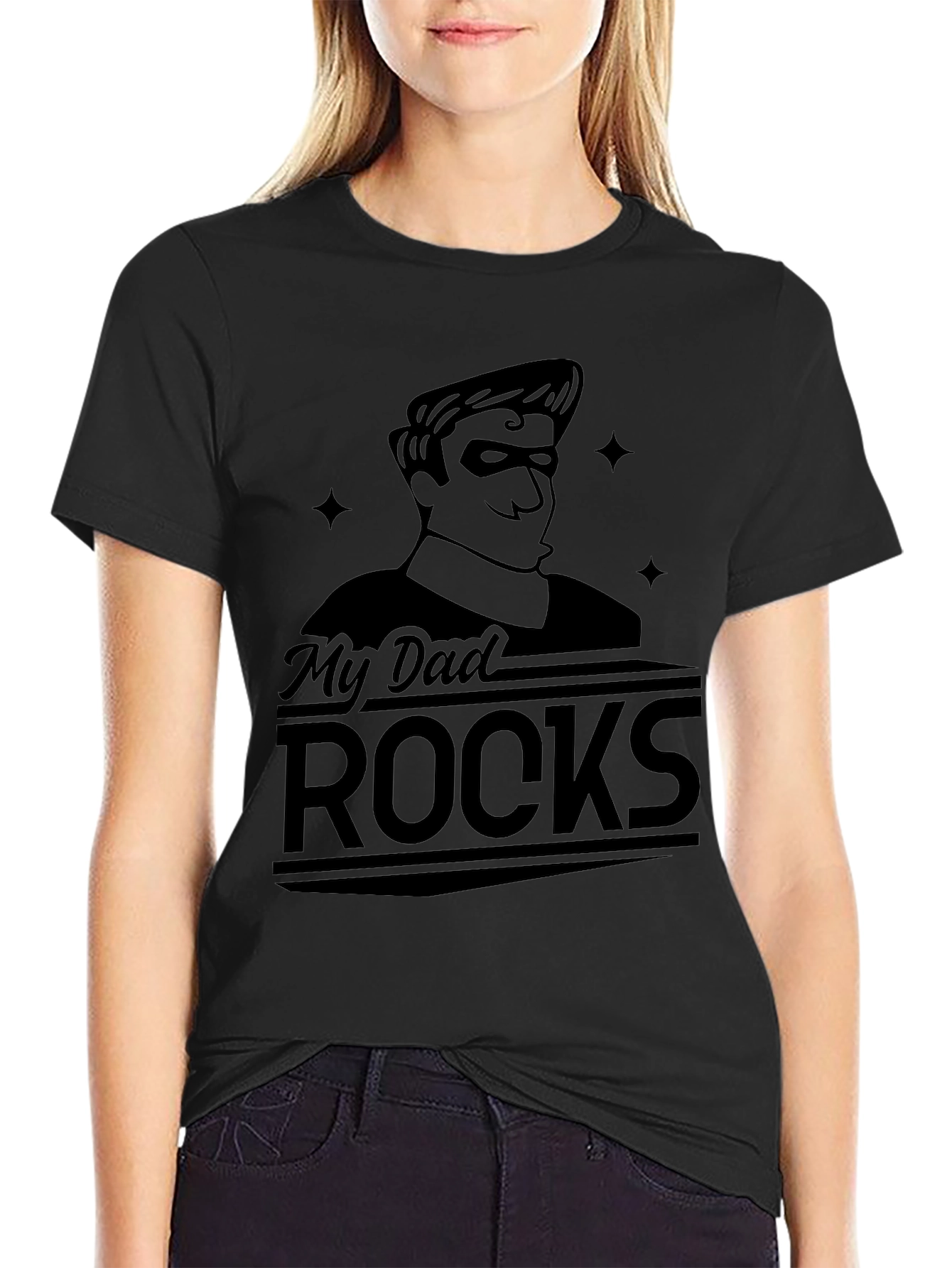 My Dad Rocks - Black Graphic T-Shirt