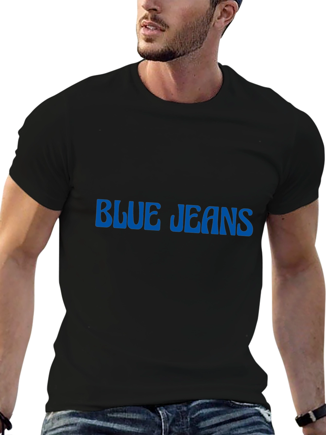 Blue Jeans Graphic Tee - Black Cotton Casual Shirt