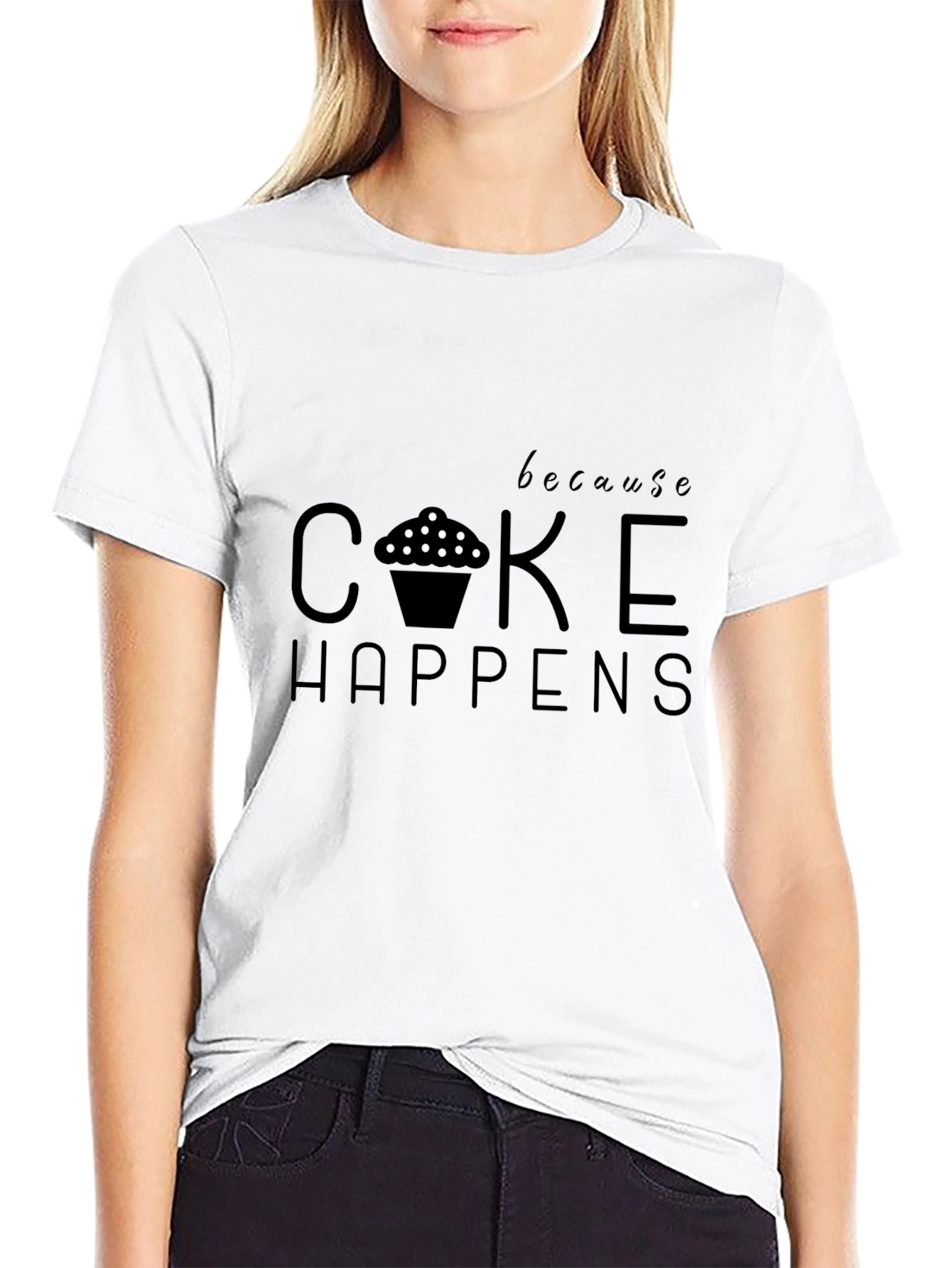 Cake Happens Mens Graphic Tee - Black T-Shirt