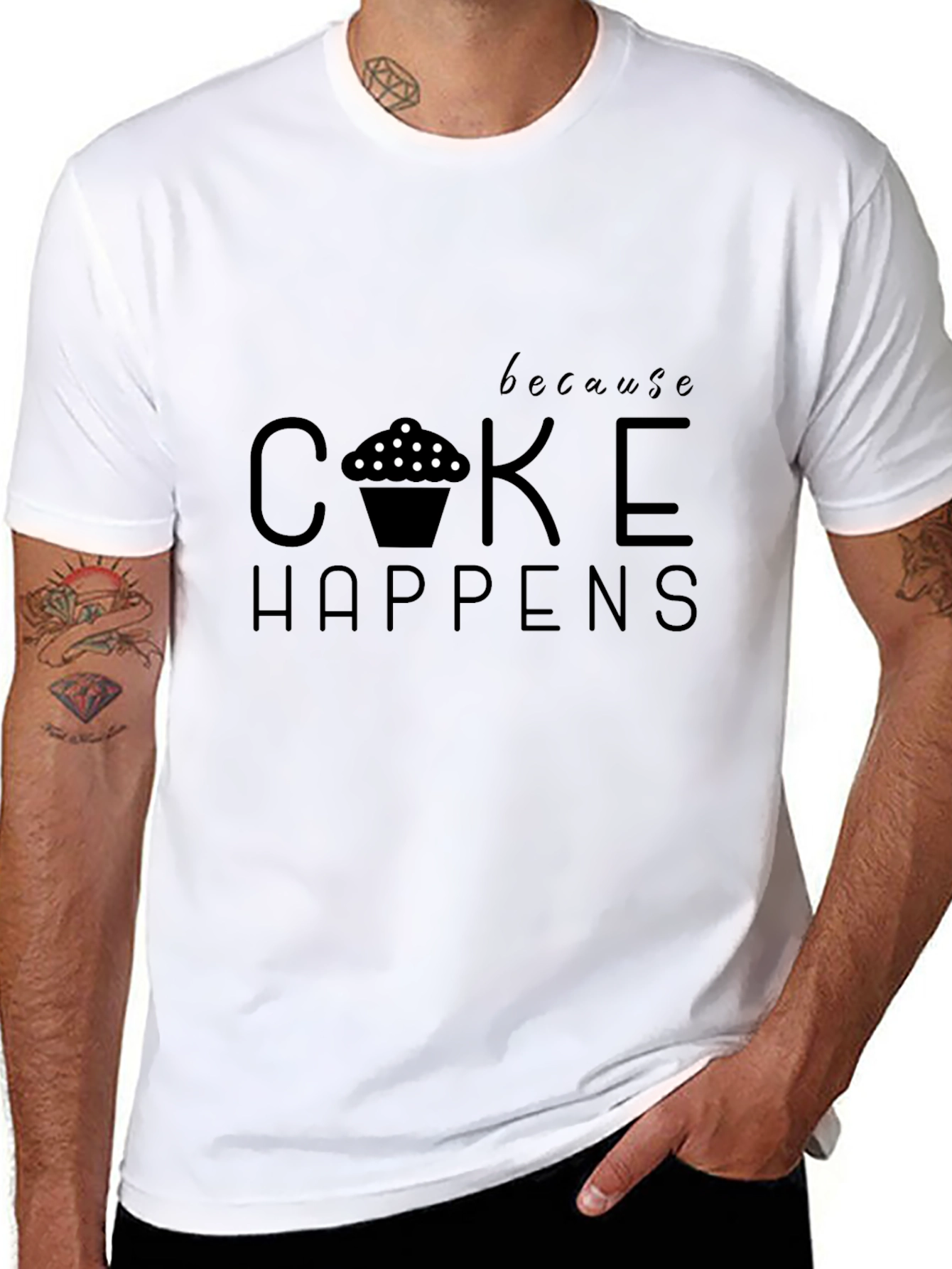 Cake Happens Mens Graphic Tee - Black T-Shirt