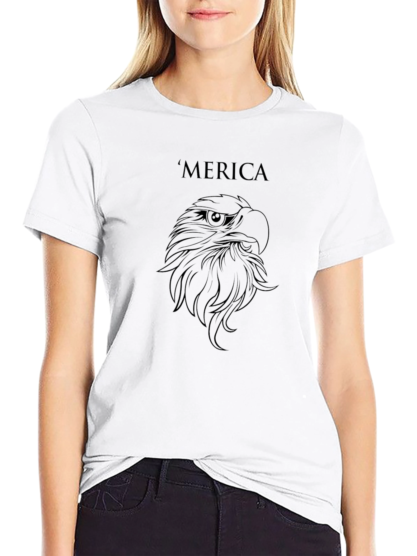 Merica Eagle Graphic Tee - Patriotic Black T-Shirt