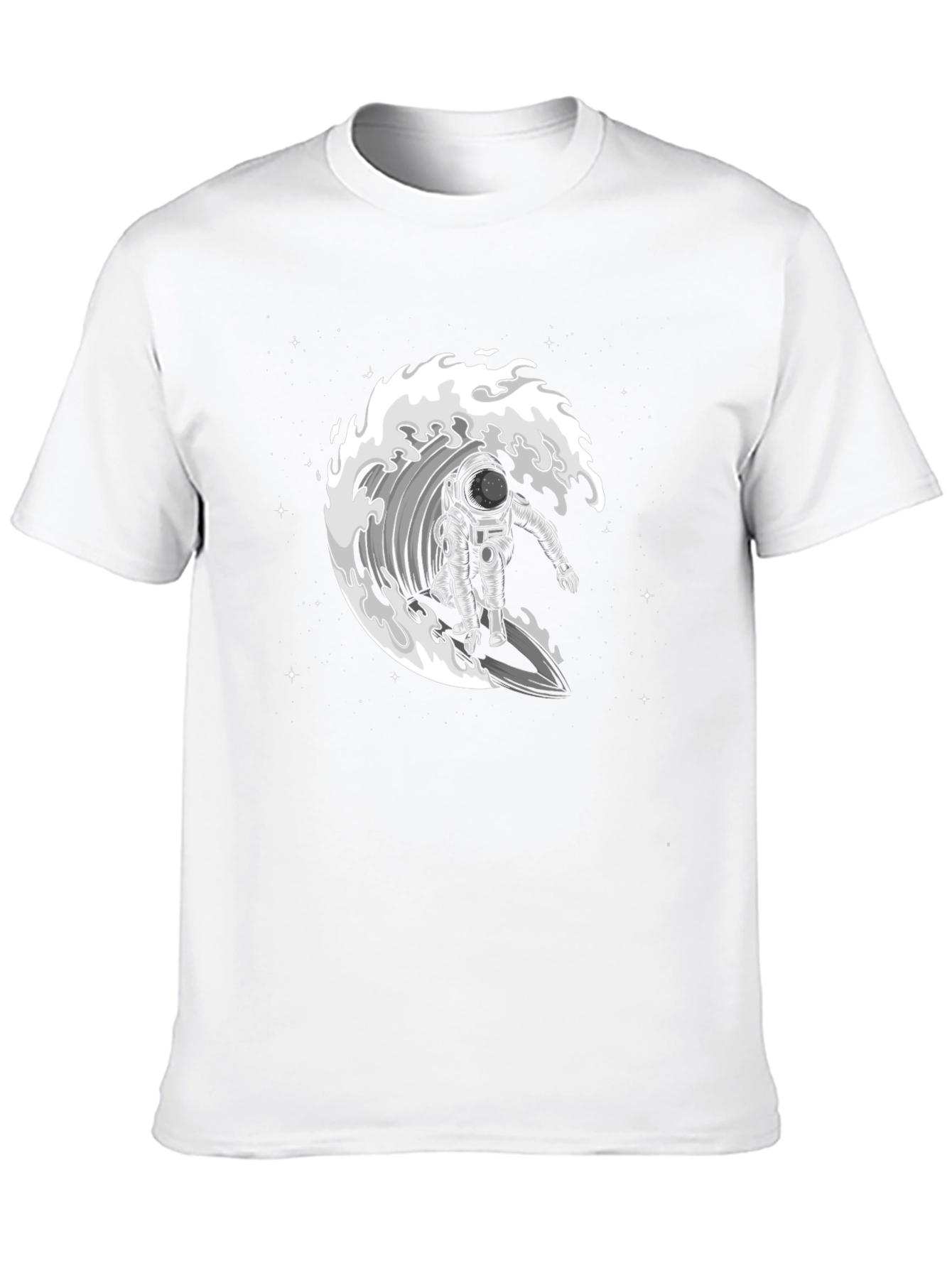 Astronaut Surfing Wave Graphic T-Shirt - Black
