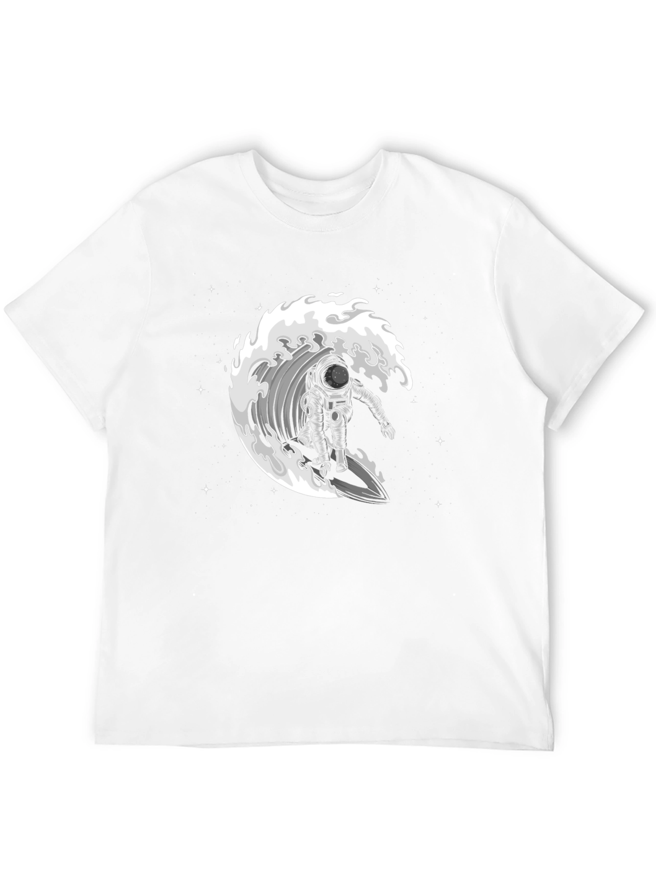 Astronaut Surfing Wave Graphic T-Shirt - Black