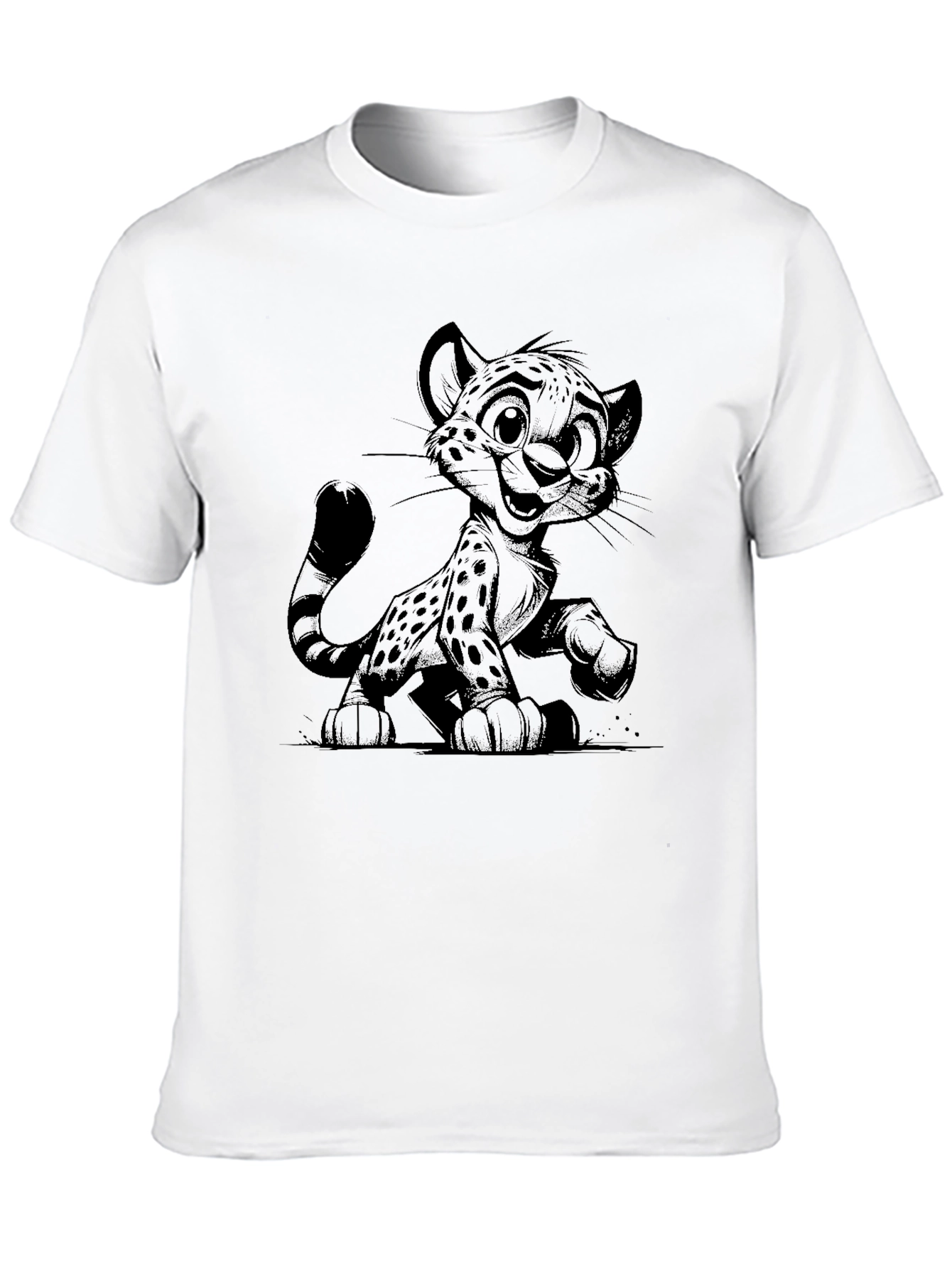 Cute Cheetah Graphic Black T-Shirt